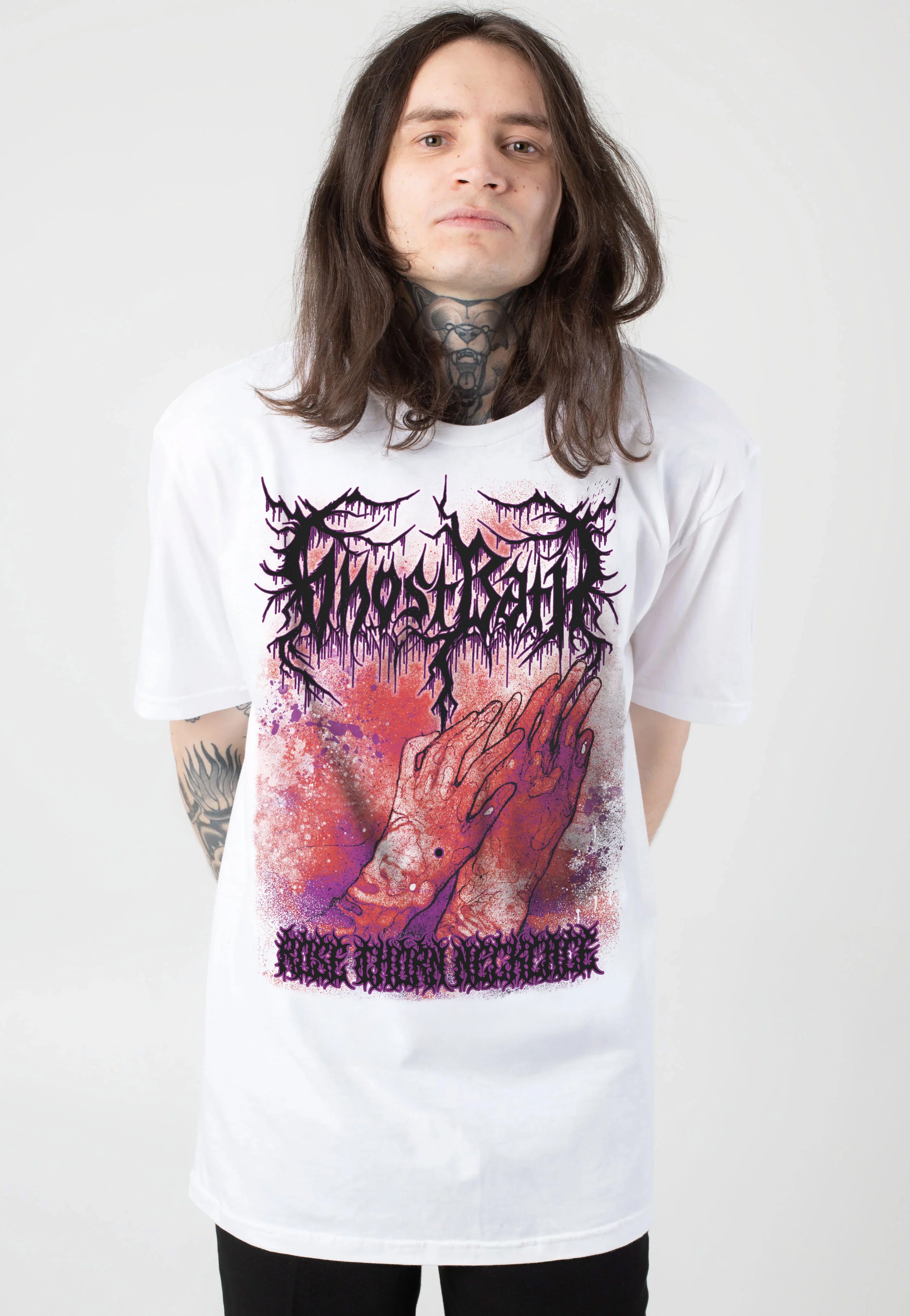 Ghost Bath - Rose Thorn Neclace Cover White - T-Shirt | Impericon