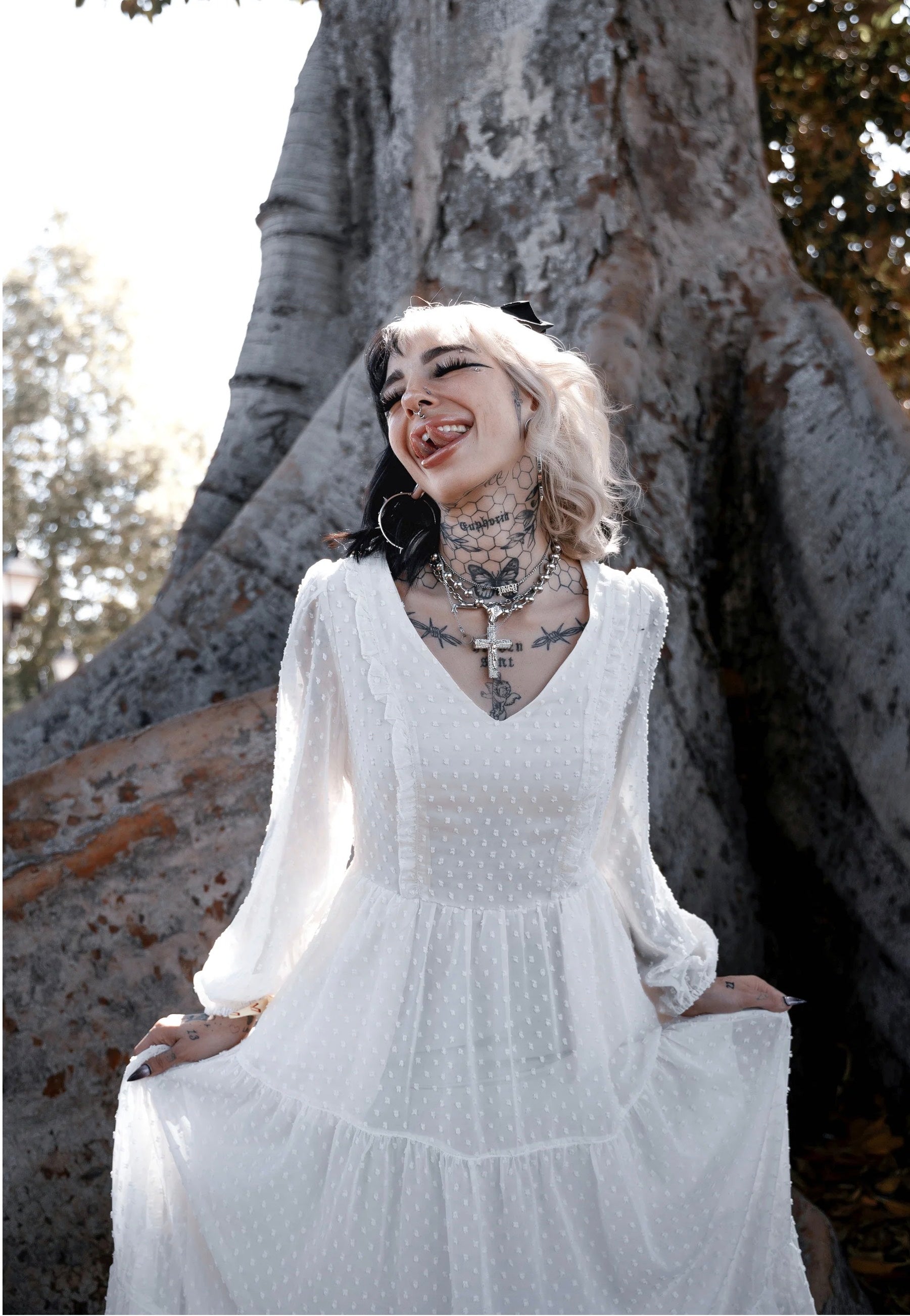 illusion dress Lively Ghosts - Robe Chest size:48 flower print dress Santa Costume Silly Christmas
