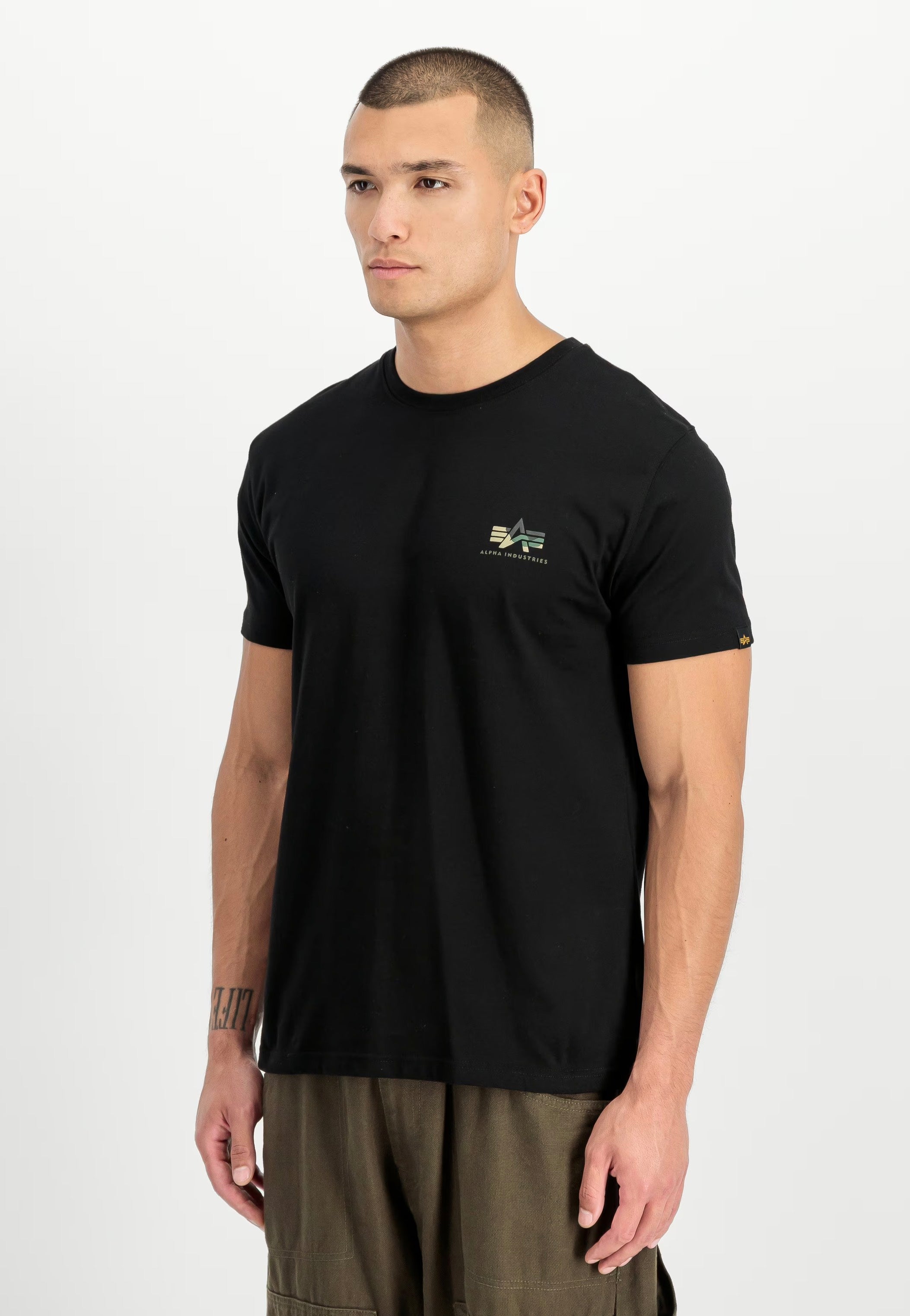 Alpha Industries Maglietta Uomo Camo Block T, T-Shirt In Cotone Pettinato Con Stampa - Vestibilità Regolare