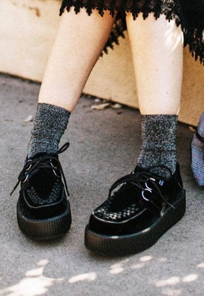 Viva Mondo Creeper Black Velvet Girl Shoes Impericon