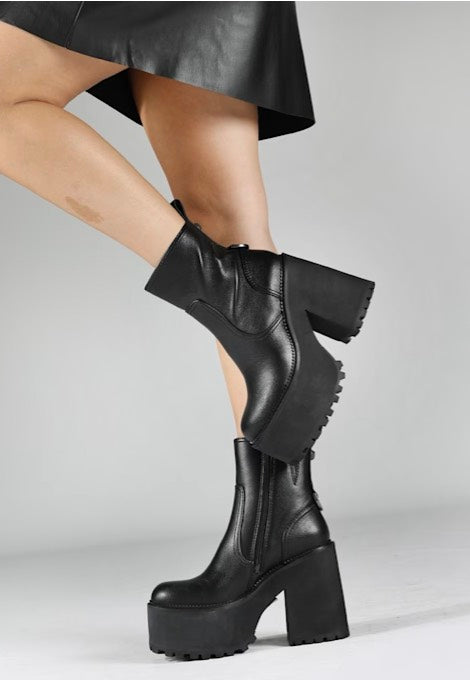 Buffalo Killah Zip Boot Mid Vegan Nappa Black - Girl Shoes | Impericon
