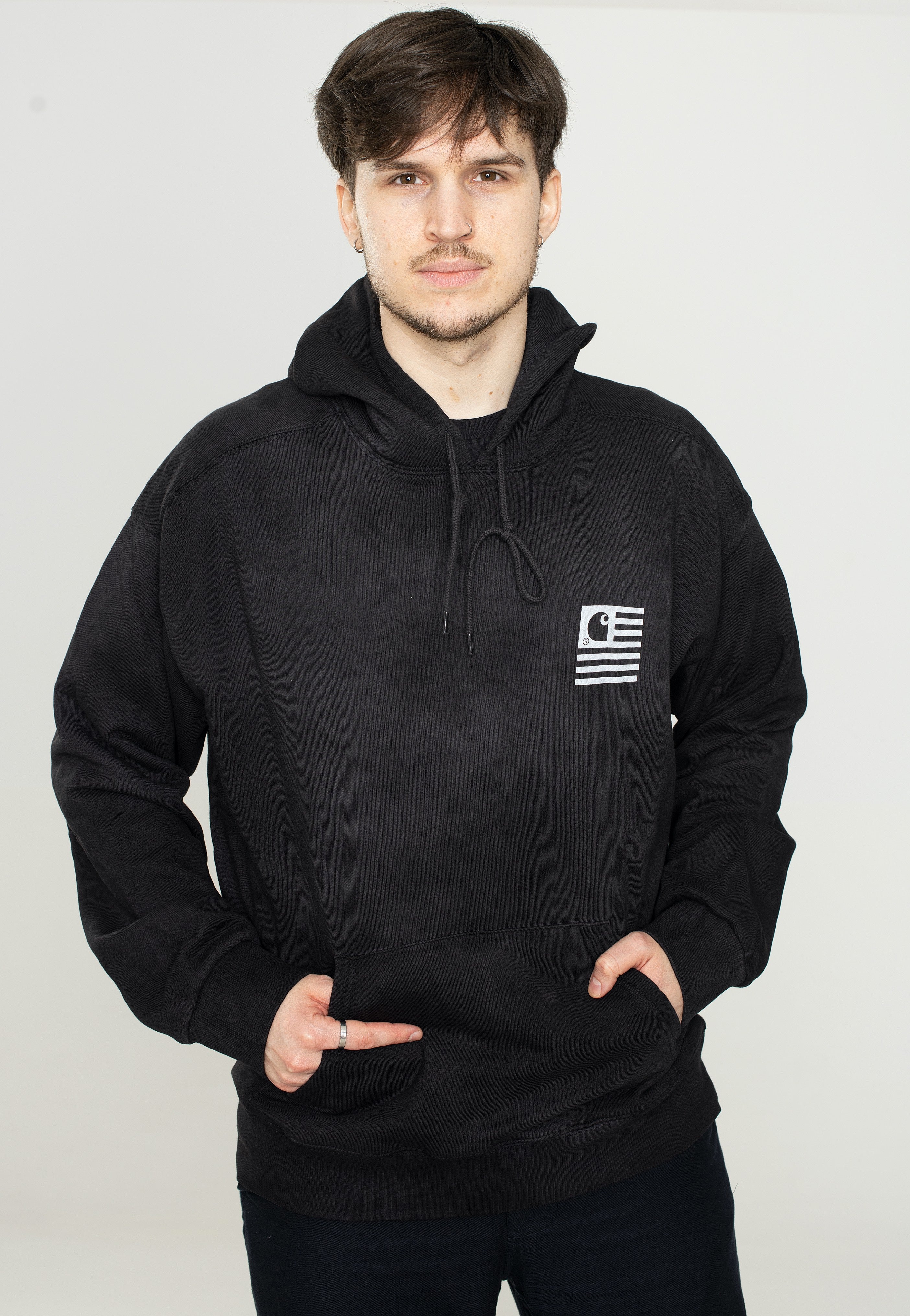 Carhartt WIP - Hooded Chromo Black Chromo/White - Hoodie | Impericon
