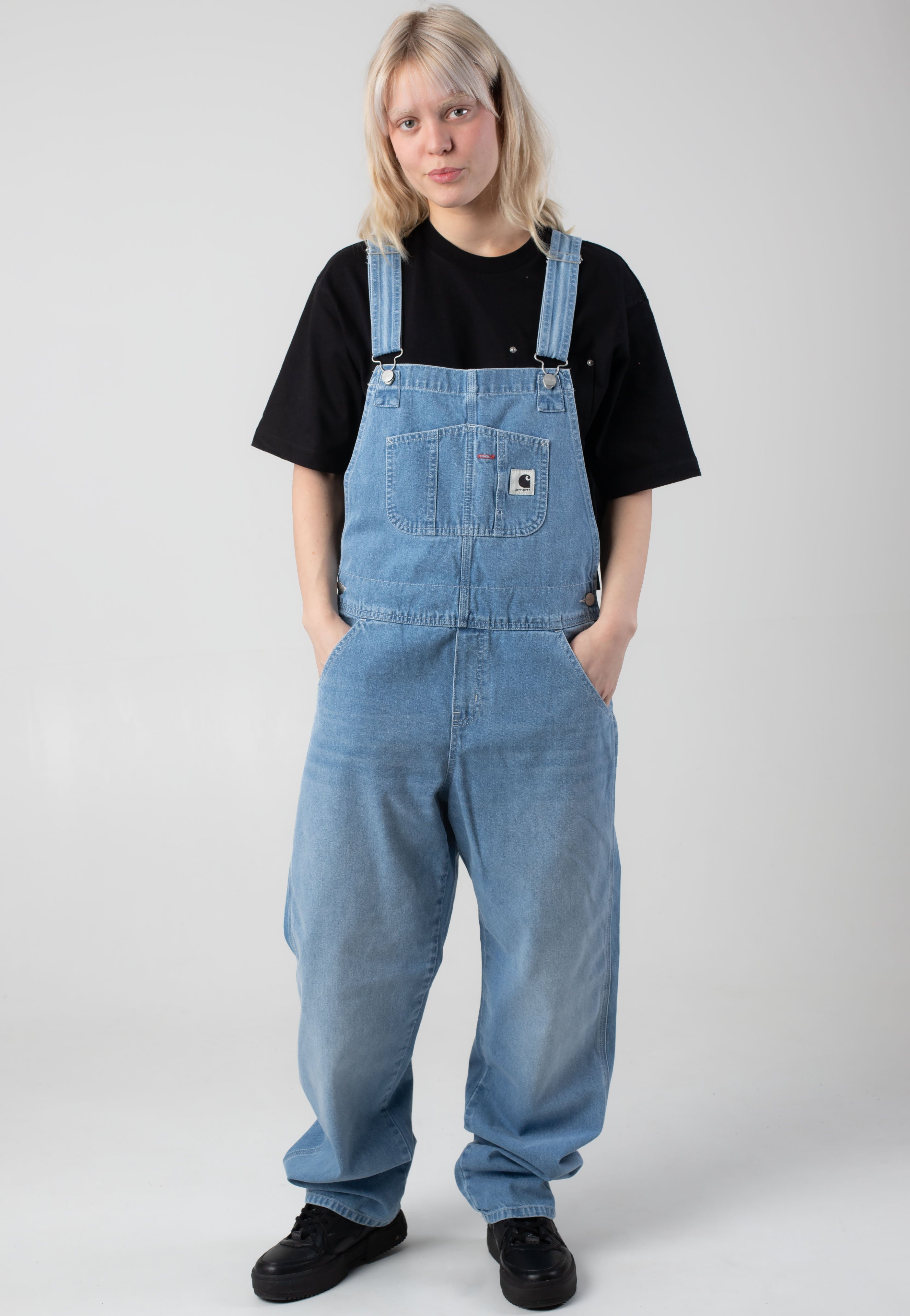 W' Bib Overall Straight Light True Washed Blue - Dungarees