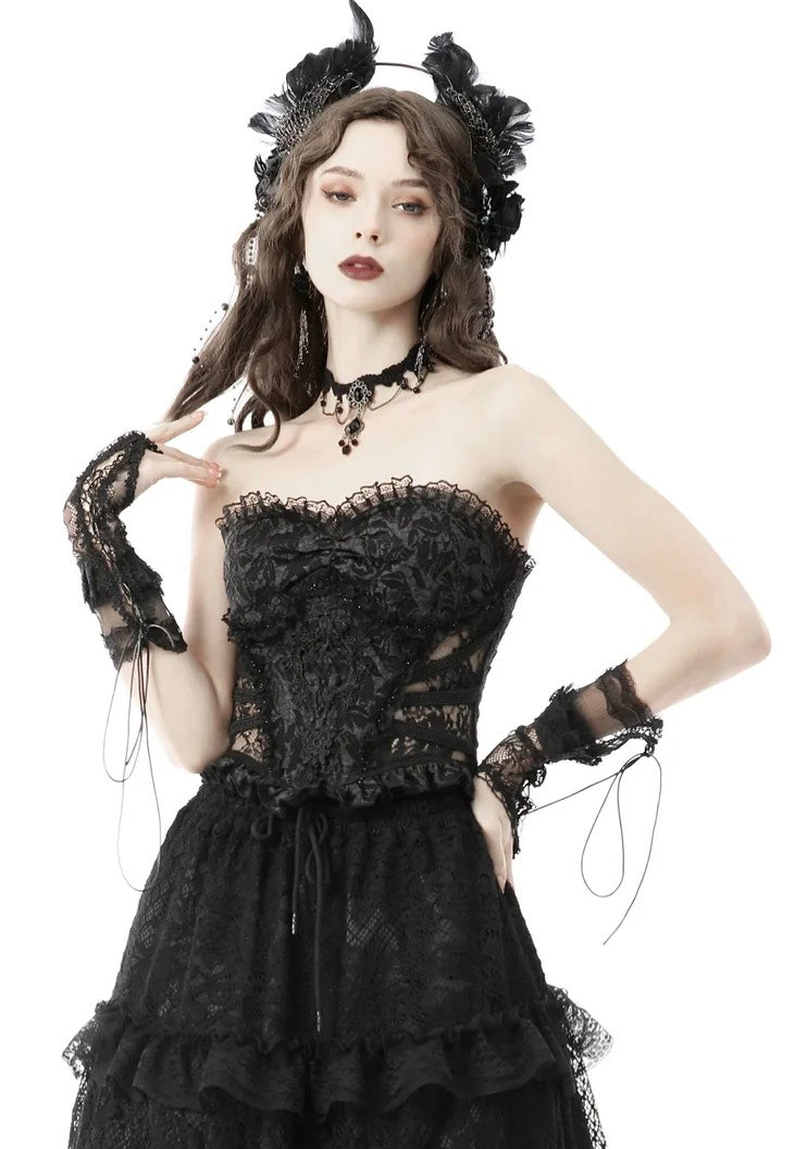 goth dress with corset Gothic Corset Lace Mini Dress| Alternative Goth Skater Dress for Women main image 1