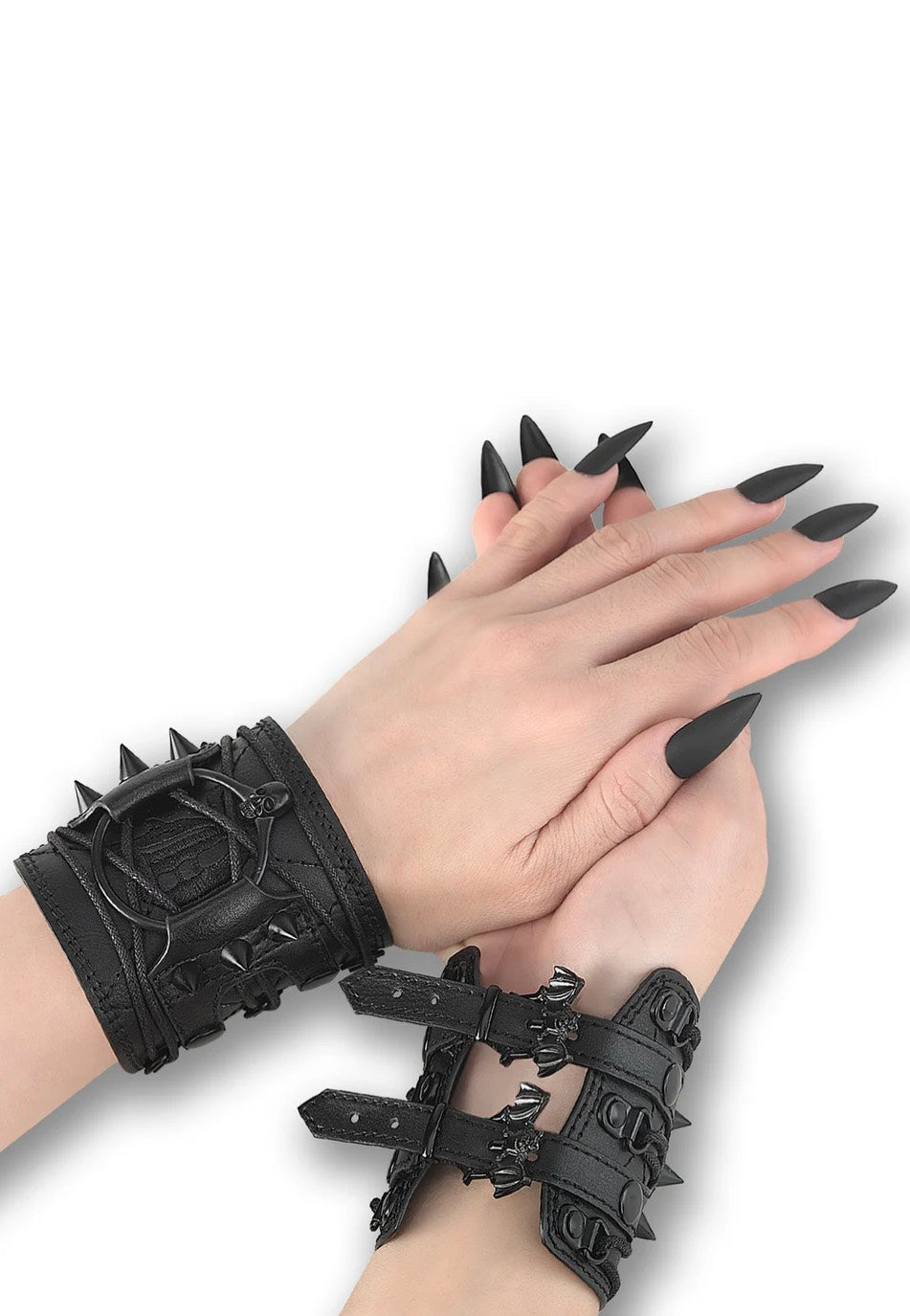 DemoniaCult Faux Leather Black Wrist Cuffs Impericon