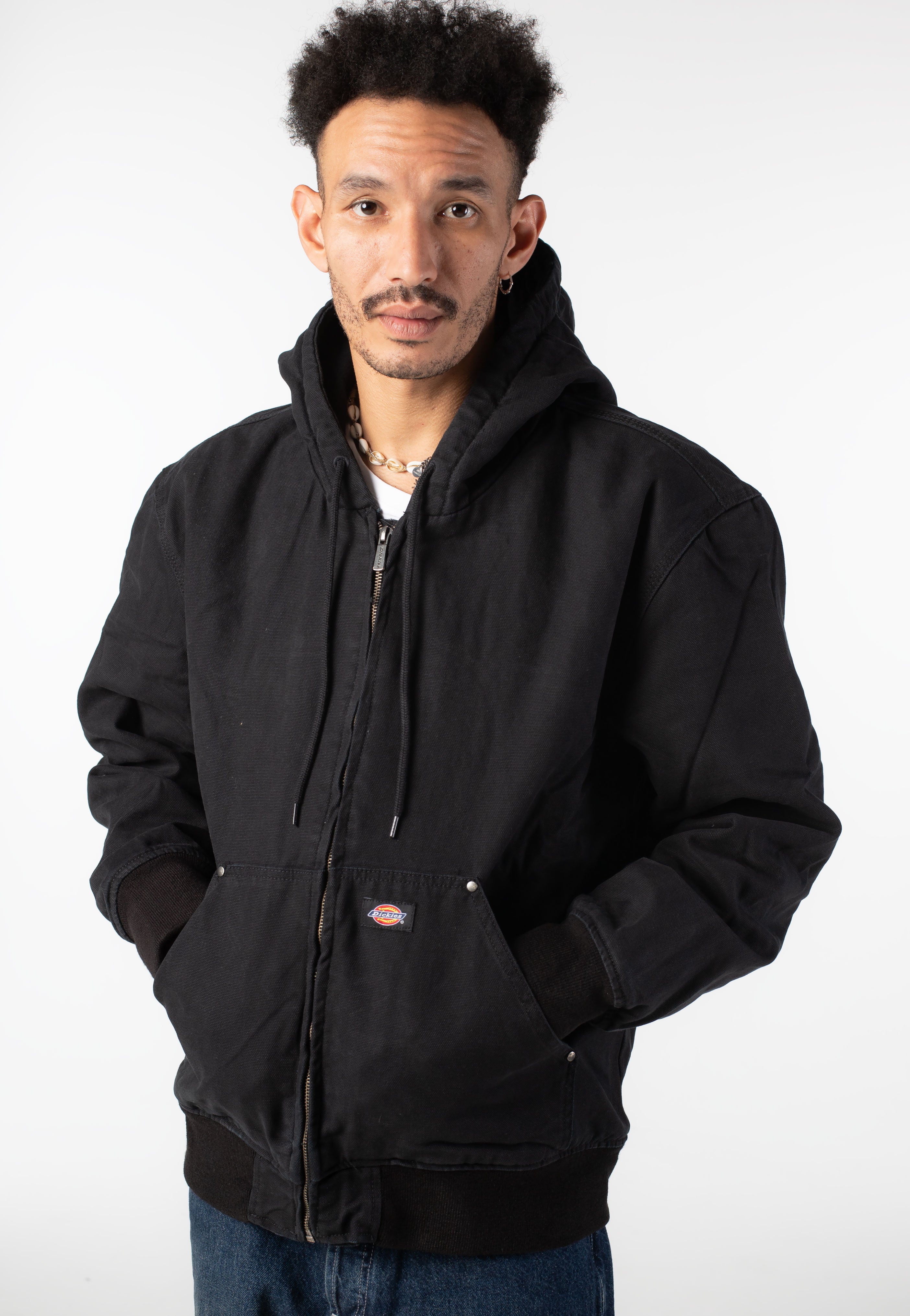 Dickies Hombre, Chaqueta impermeable, Carbón, S