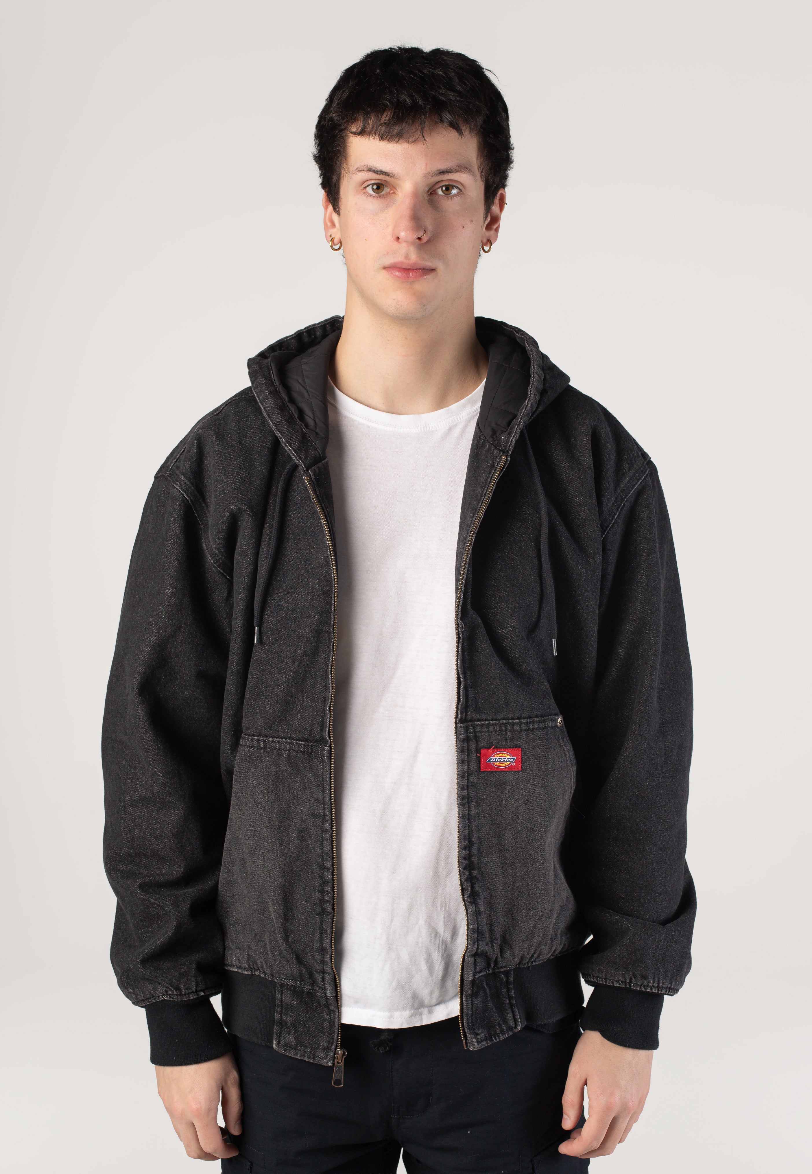 Dickies Lined Denim Hooded Bomber Black - Jacket | Impericon