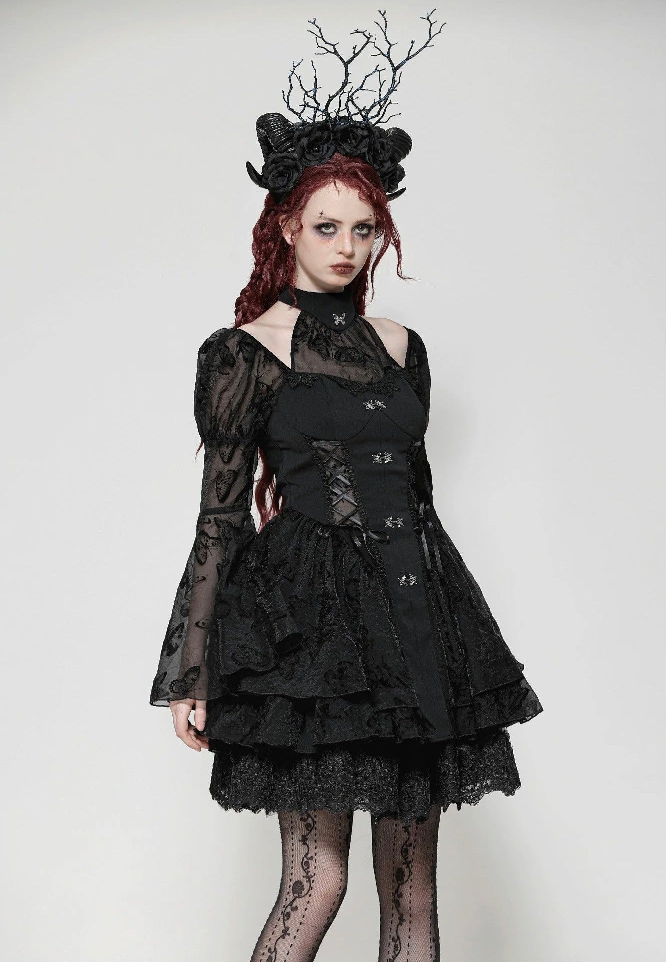 Dark In Love - Gothic Lolita Butterfly Big Sleeves - Dress - Black - XL - 100% Polyester