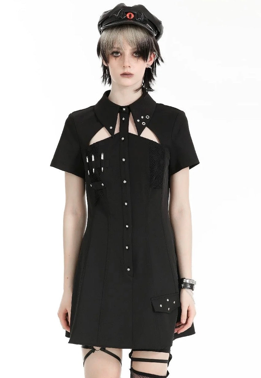 black dress goth Cross Hymn Black Gothic Lolita Long Sleeve Velvet Dress L main image 1