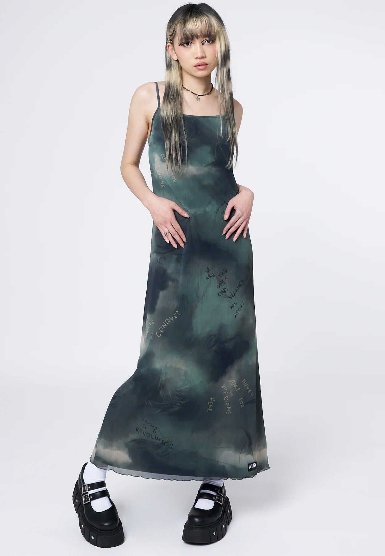 slim fit dress slacks Women's Green Embroidery Mesh Slip Maxi Dress & Reviews - Green - Dresses main image 0