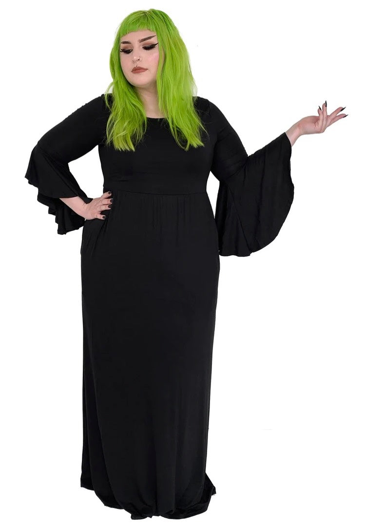 bell blair maxi dress Foxblood Blair Bell Sleeve Maxi Black - Dress