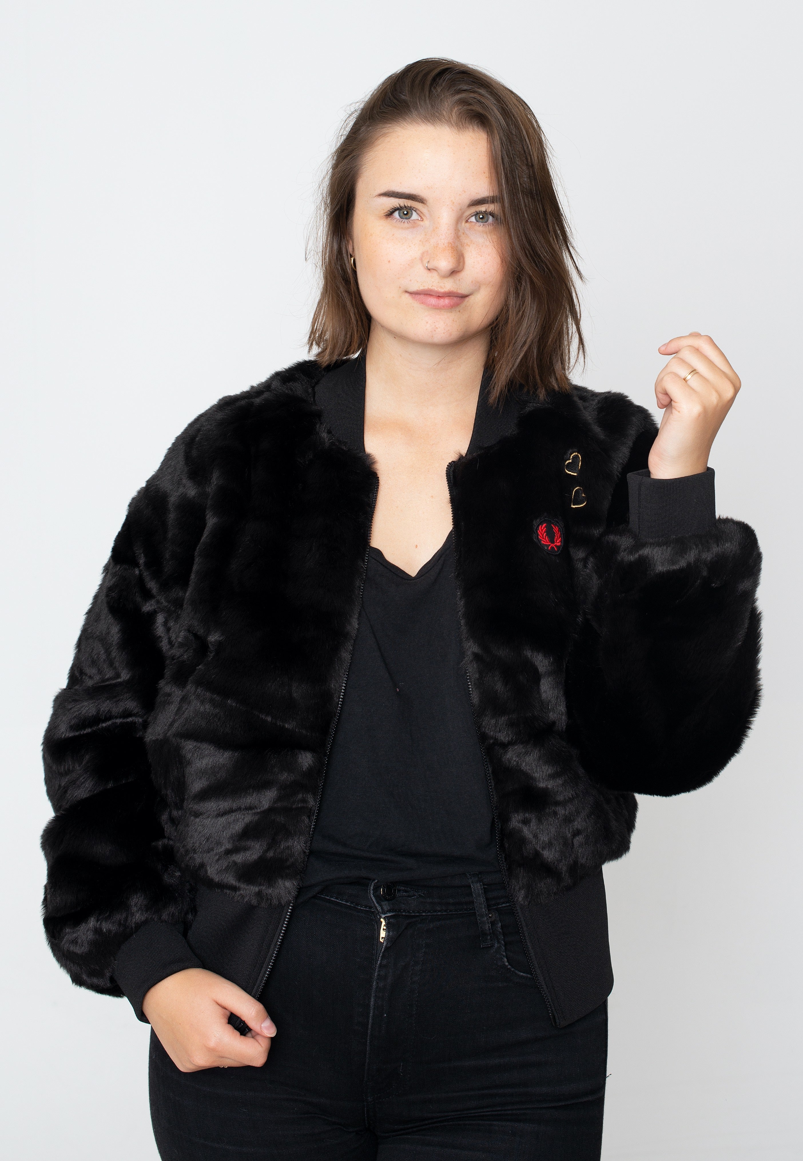 Fred Perry Fred Perry x Amy Winehouse - Heart Detail Faux Fur
