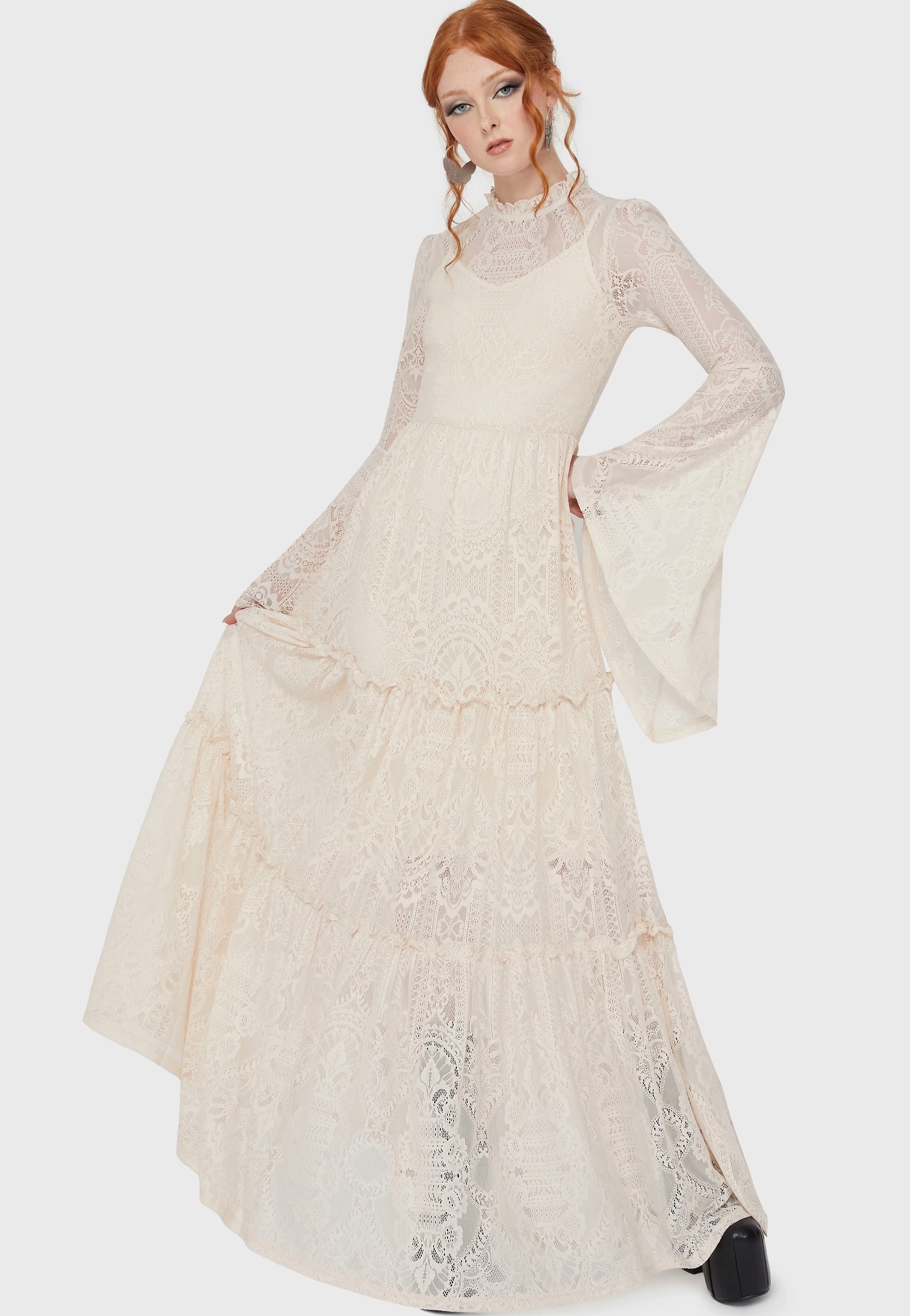 fitted lace wedding dress Killstar - Hecate Lace Ivory
