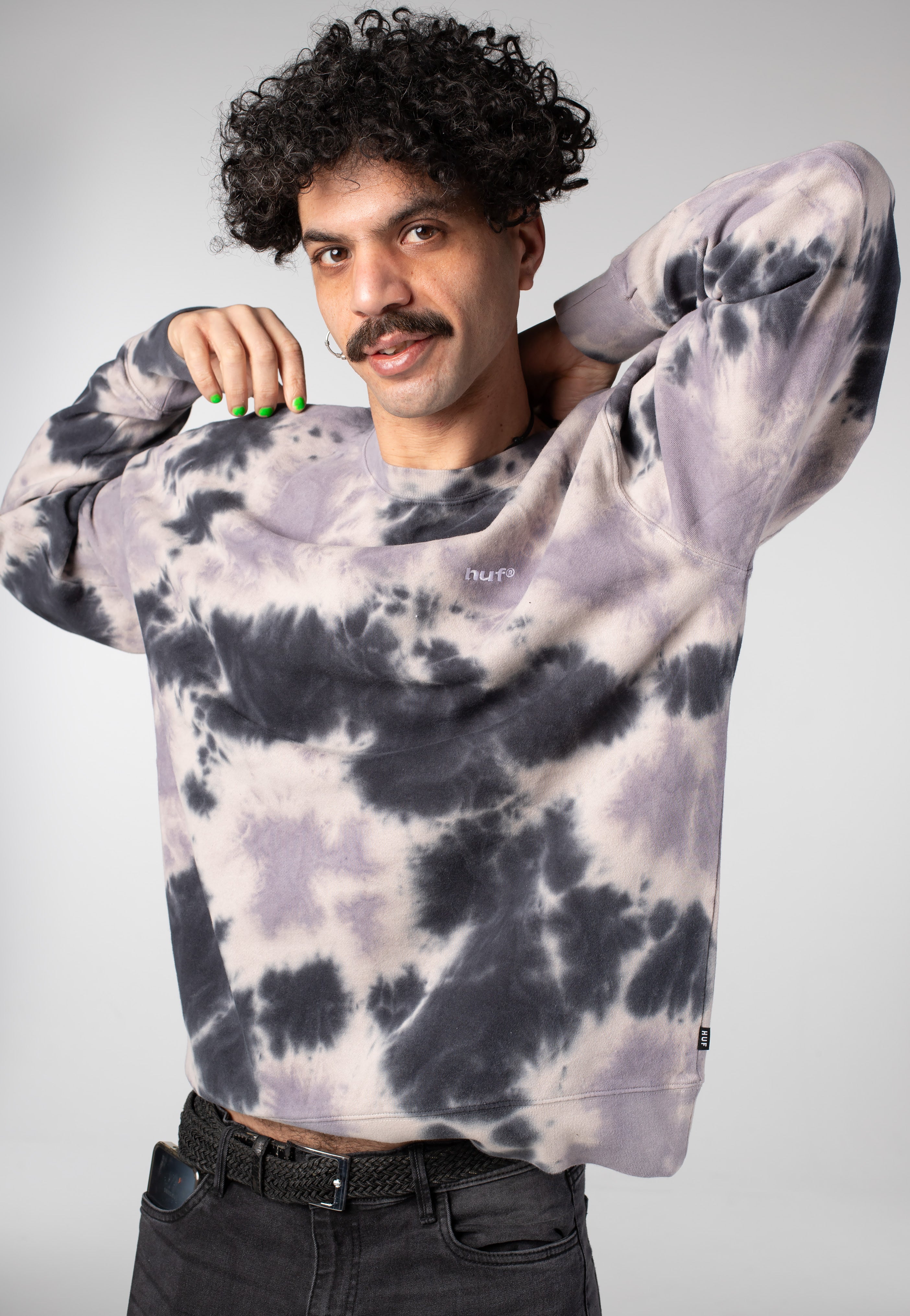 HUF Tie Dye 89 Logo Crewneck Navy - Sweater | Impericon