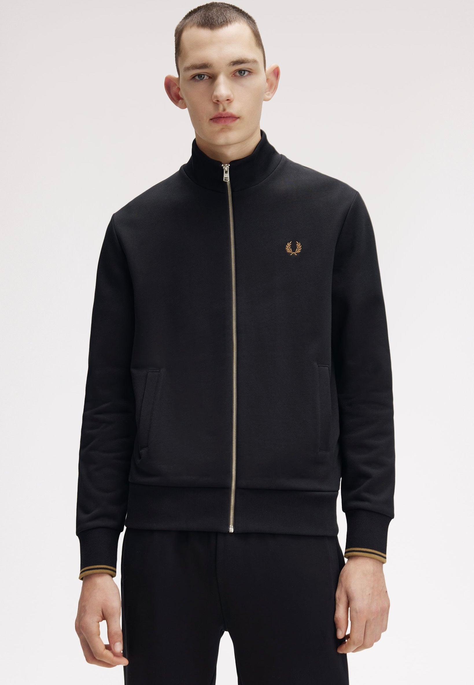FRED PERRY ブラック ジップアップジャケット L FRED PERRY 2025秋冬新作 フレッドペリー ジップアップ