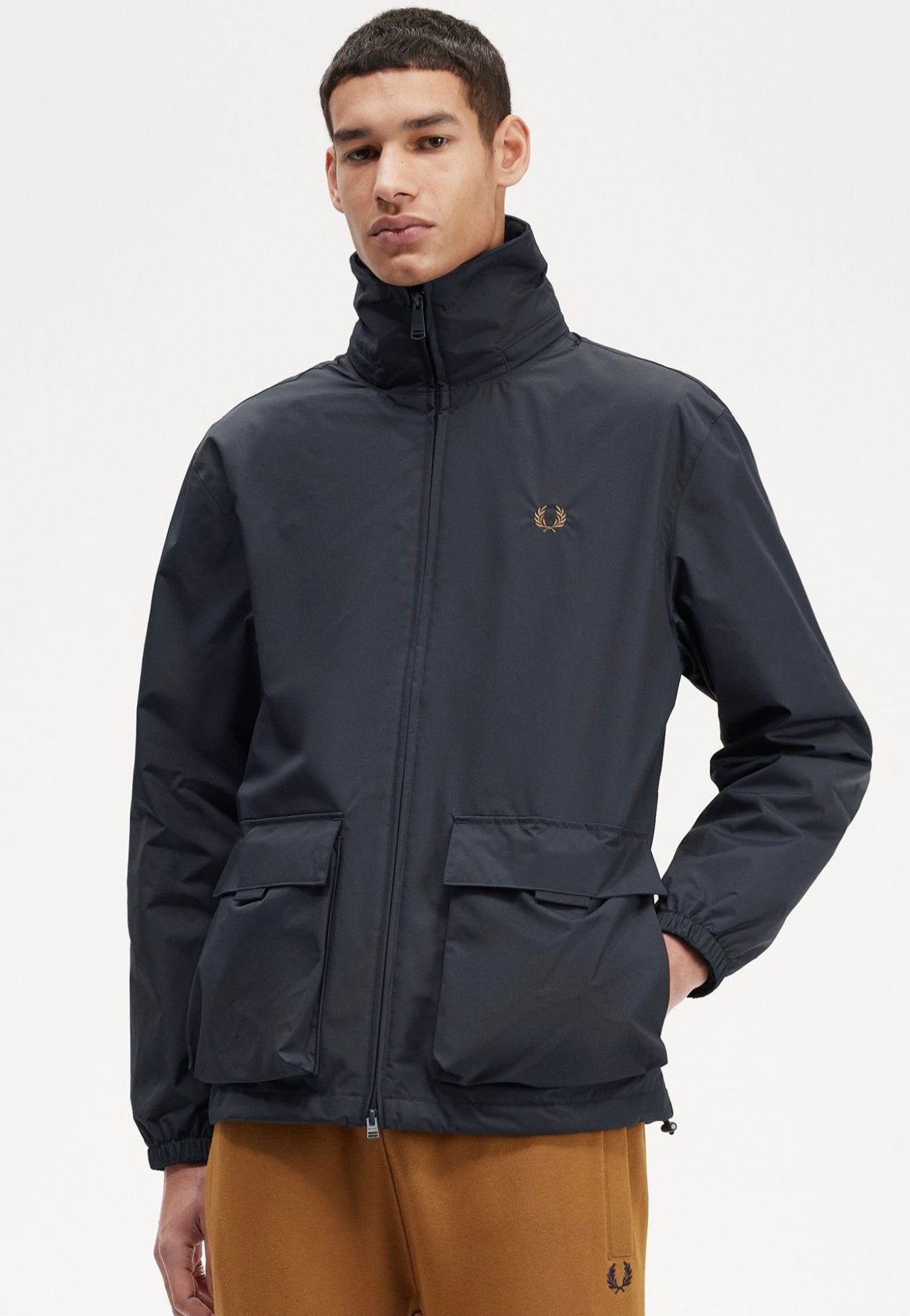 FRED PERRY ネイビー ジップアップジャケット S Fred Perry - Patch Pocket Zip Through Navy - Jacke | Impericon