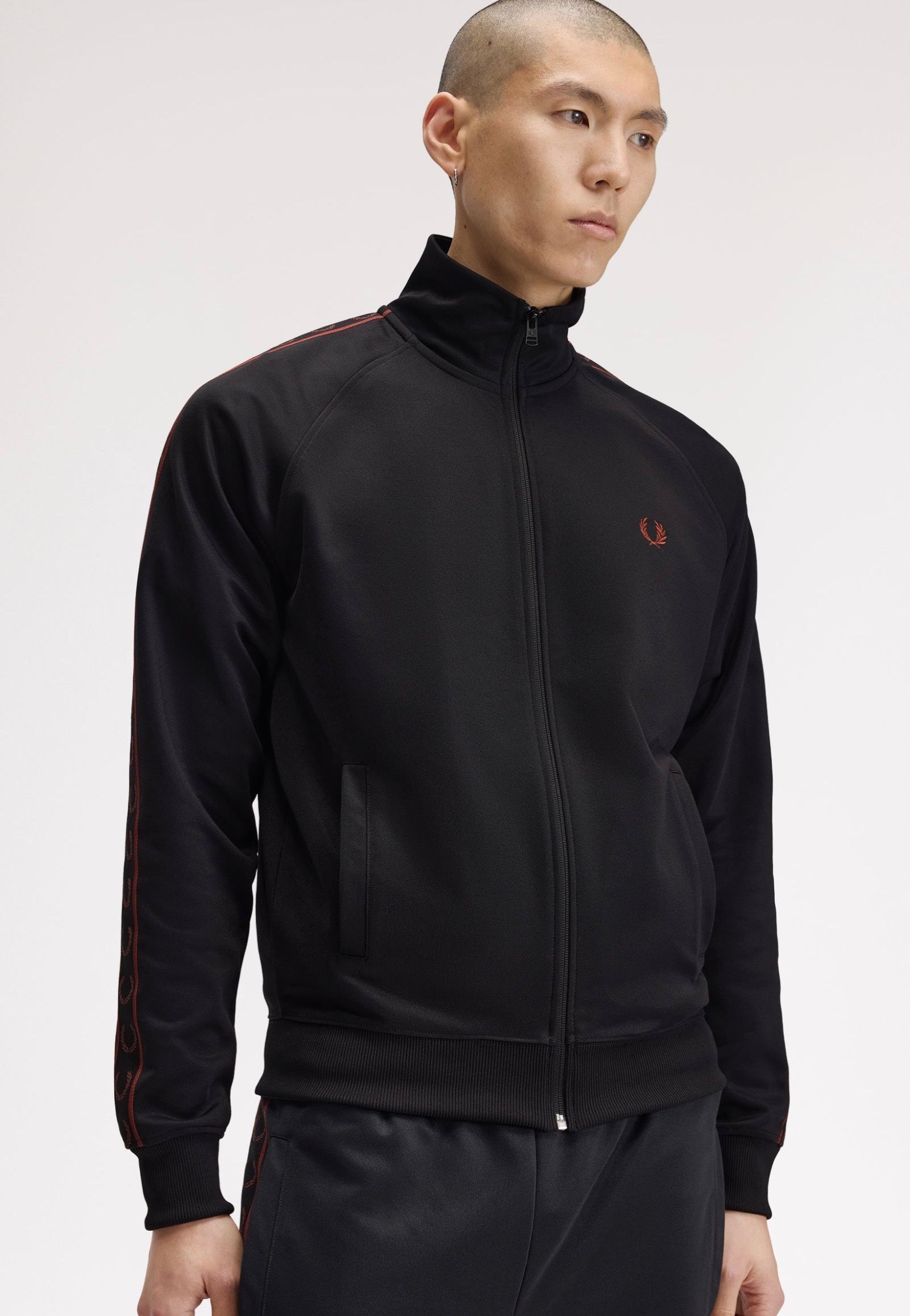 Fred Perry Contrast Tape Track Black - Track Jacket | Impericon