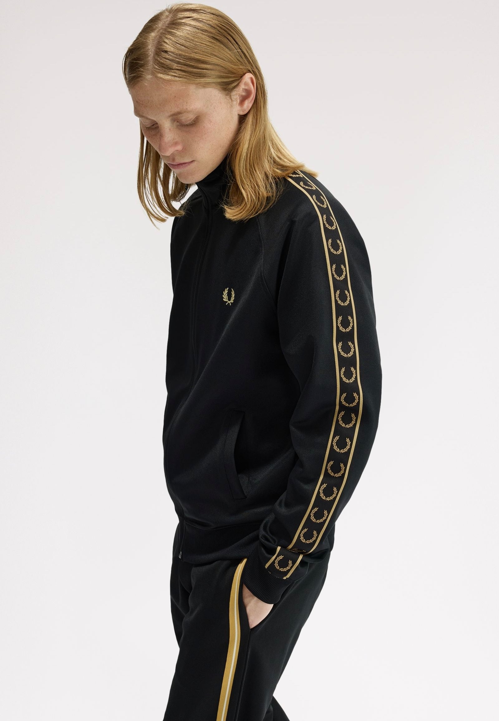 Fred Perry Contrast Tape Black/Champagne - Track Jacket | Impericon