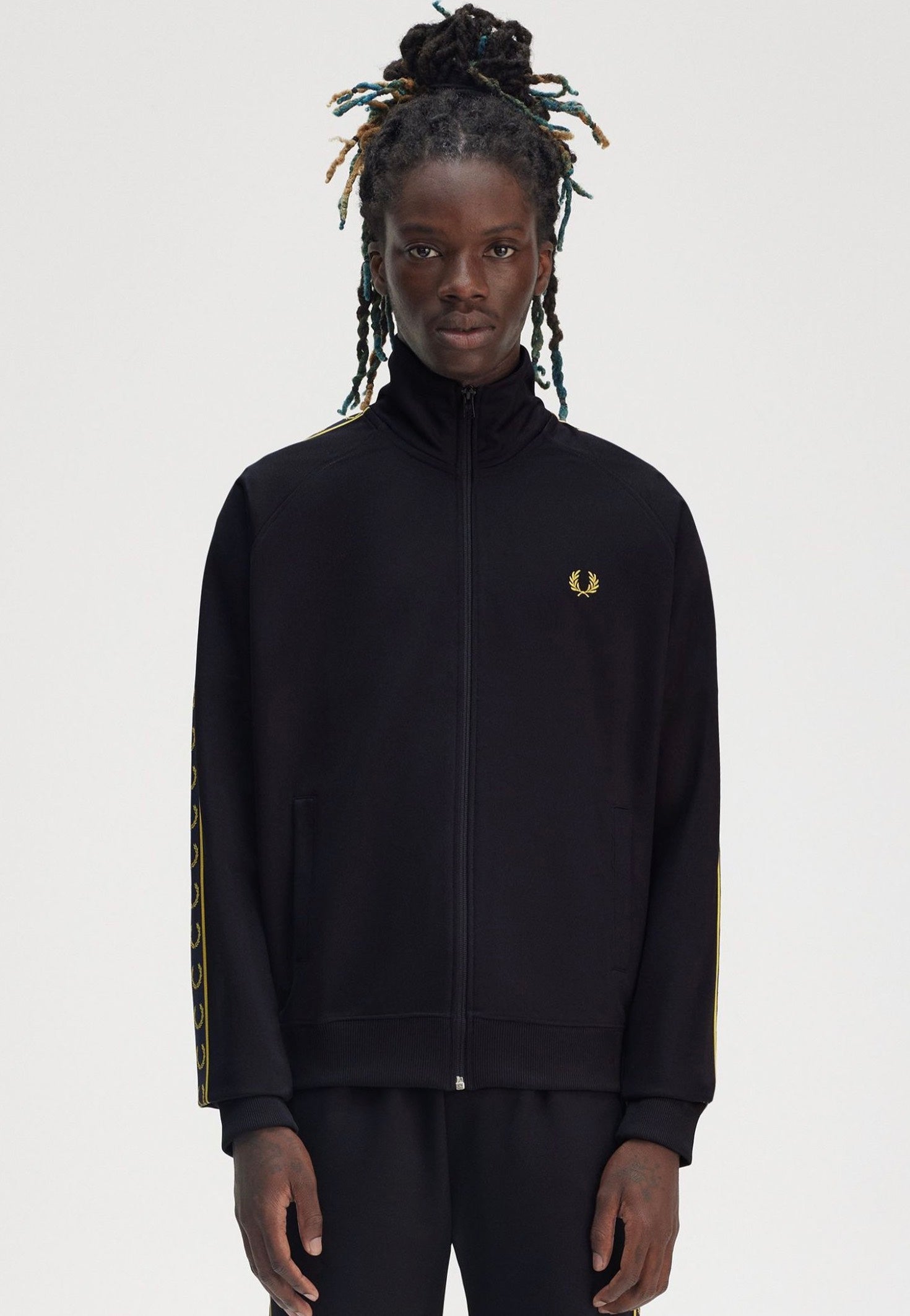 トップス FRED PERRY Contrast Tape Track Jacket Fred Perry contrast tape track jacket in black | ASOS