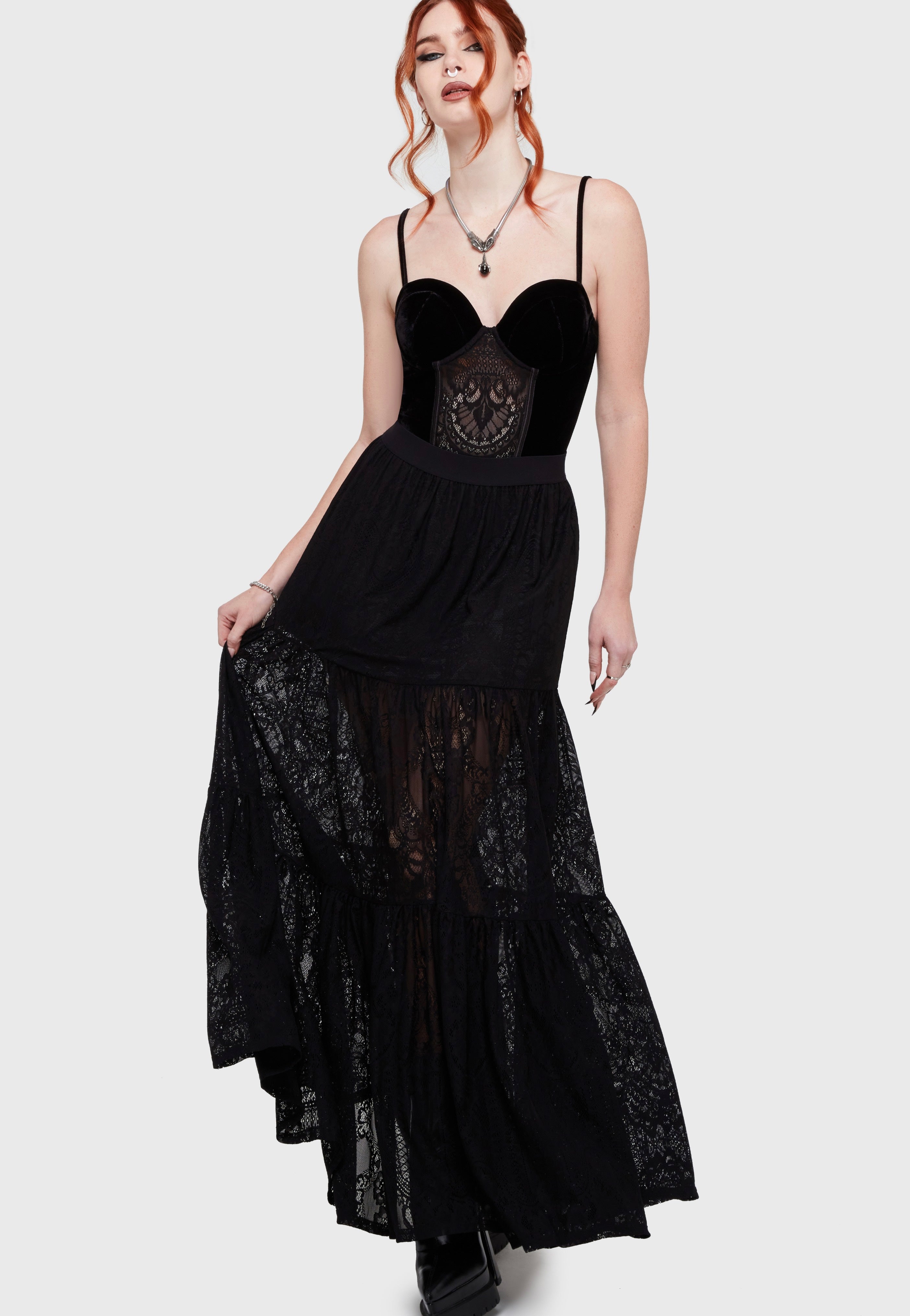 chinese dress ladies Killstar - Kiss Of Night Maxi Black - Skirt
