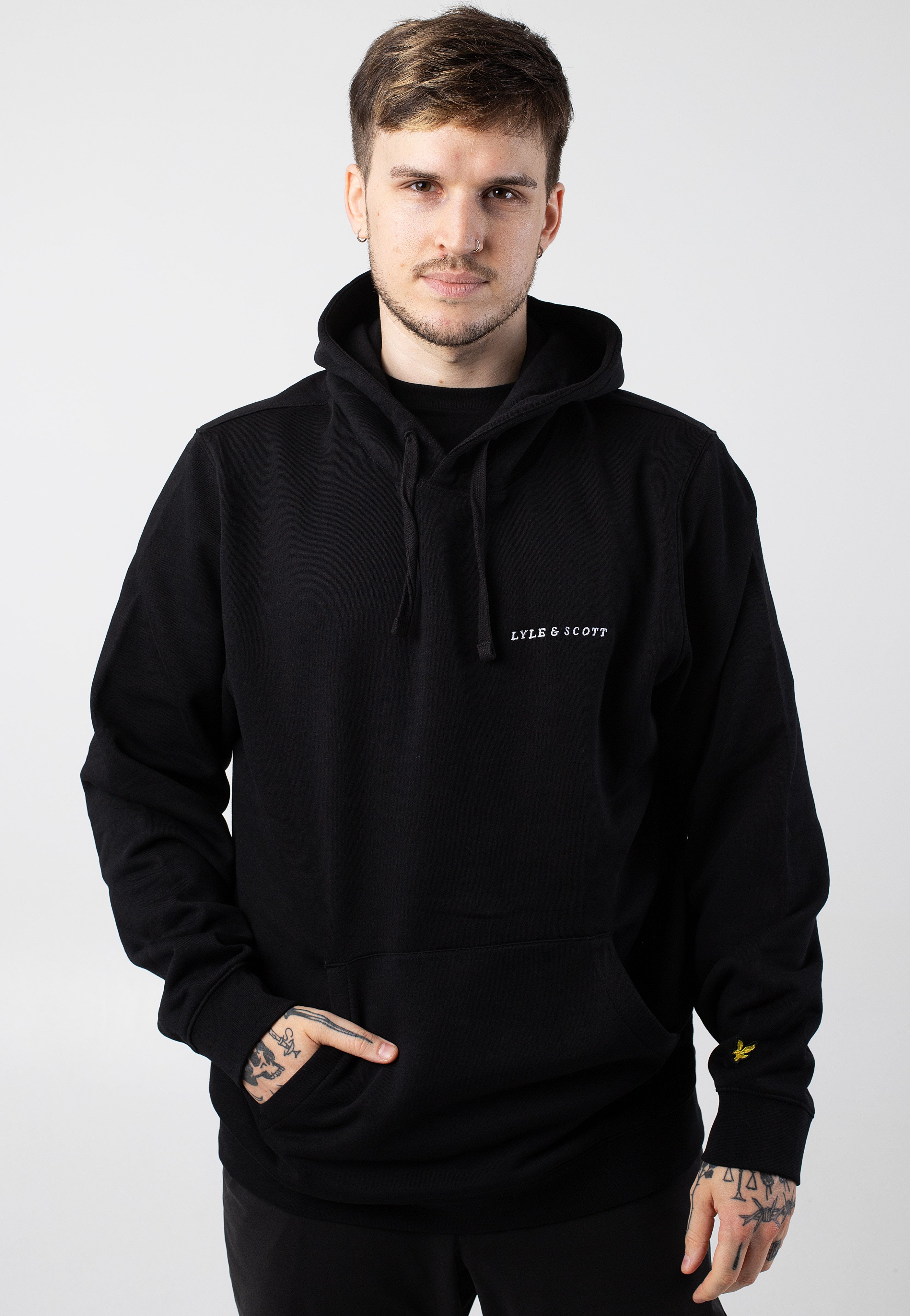 Lyle & Scott Embroidered Jet Black/White - Hoodie | Impericon