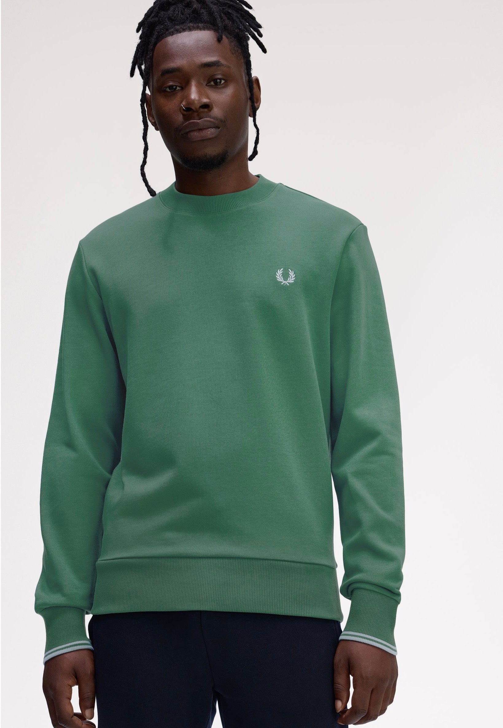 Fred Perry Crew Neck Sport Green/Trackblue - Sweater | Impericon