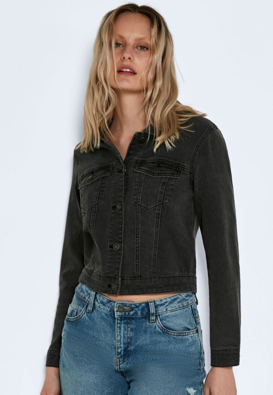 Noisy May Debra Dark Grey Denim Jeans Jacket Impericon