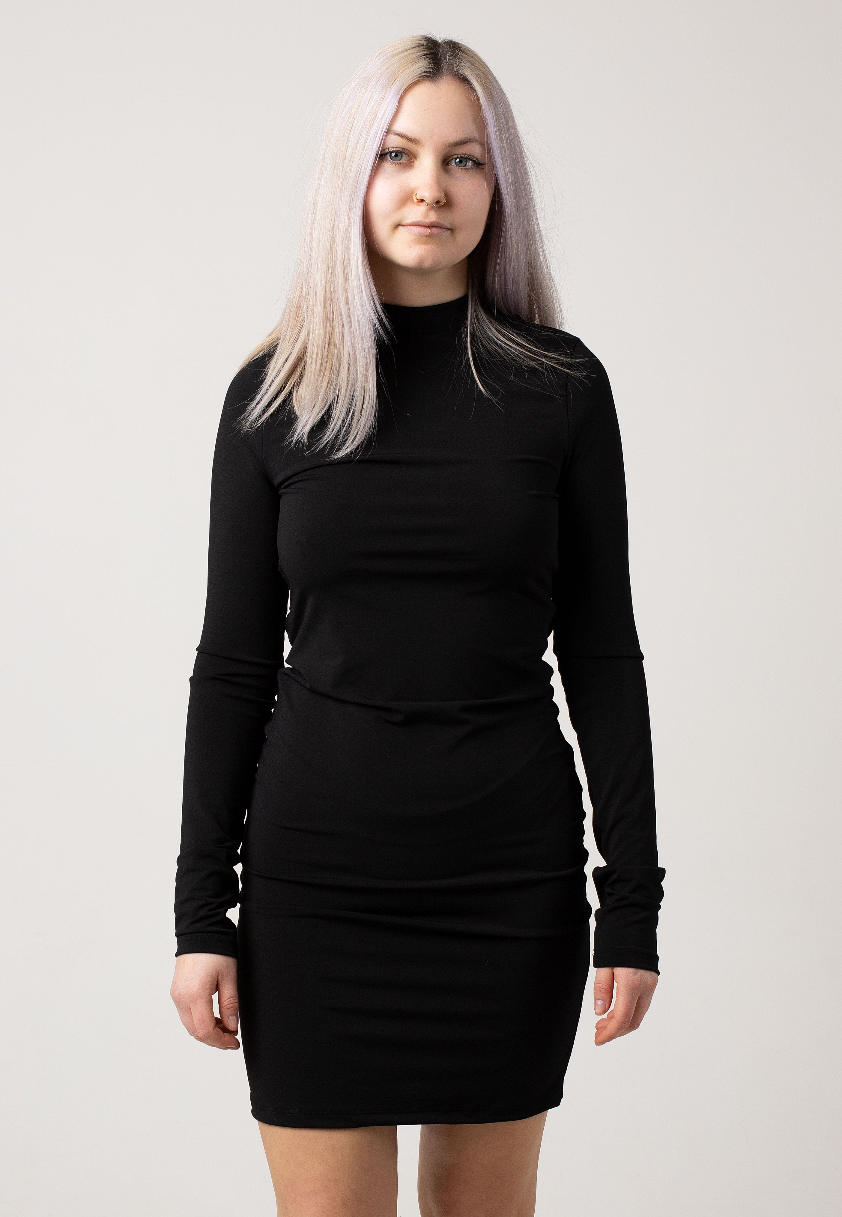 noisy may black dress - Bella Open Back Highneck party from the back Size:2X Large US 16/ UK 18 Blazer Black Midi Dress Hand Rubbed Black With Brass Pull