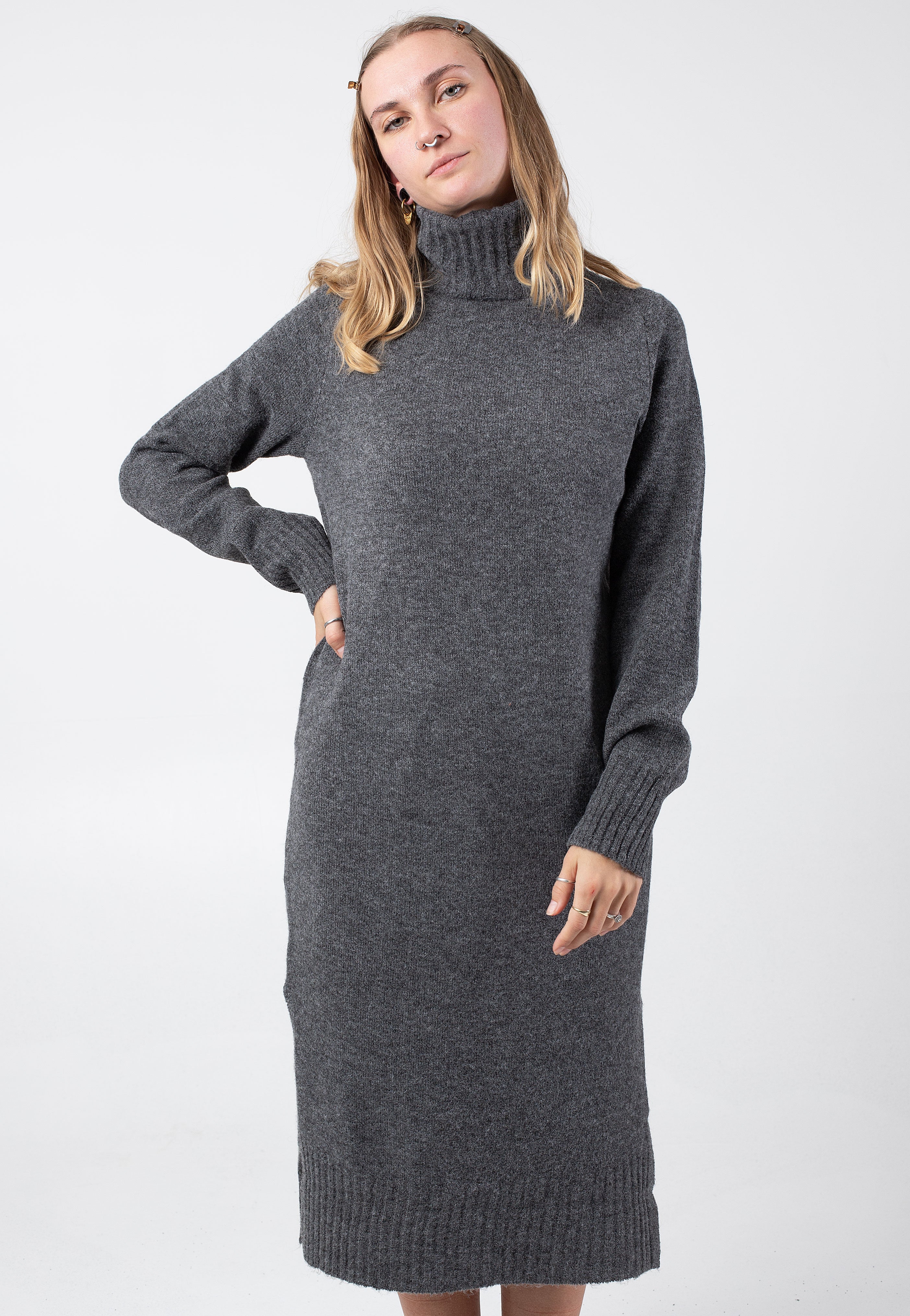 Noisy May Knitted dress 'VIOLA' female Grey Melange size L