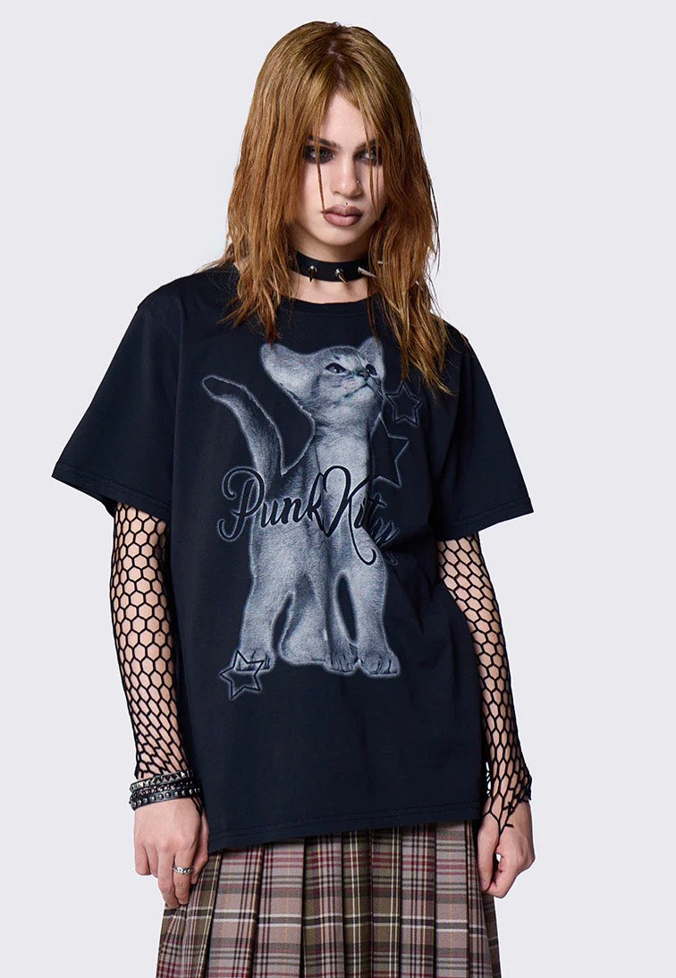 Minga London Punk Kitty Graphic Black T-Shirt Impericon