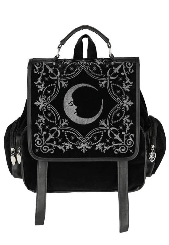 Restyle Crescent Square Velvet Embroidered Black - Backpack