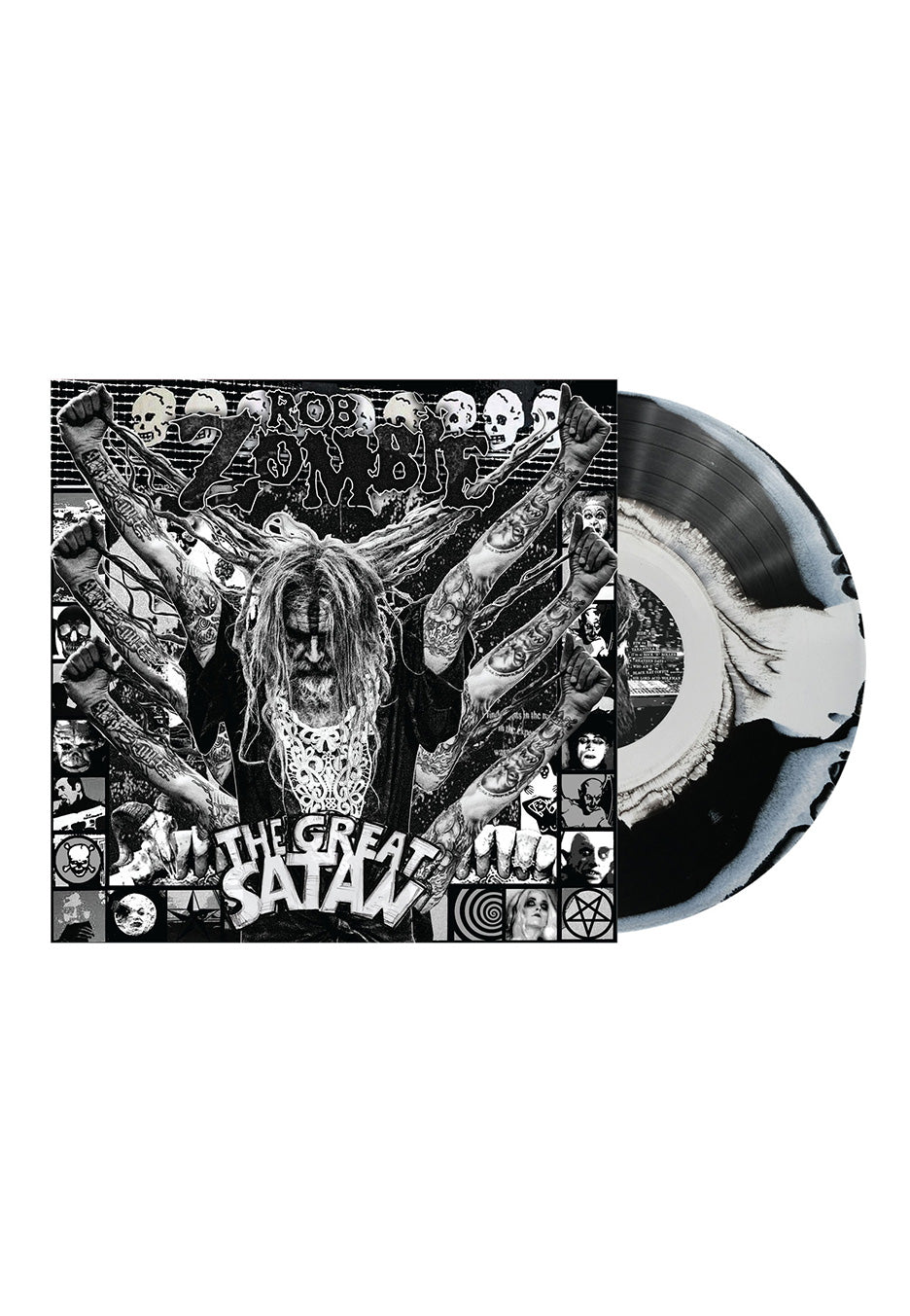 Rob Zombie The Great Satan Ltd. Black And White Swirl - Colored