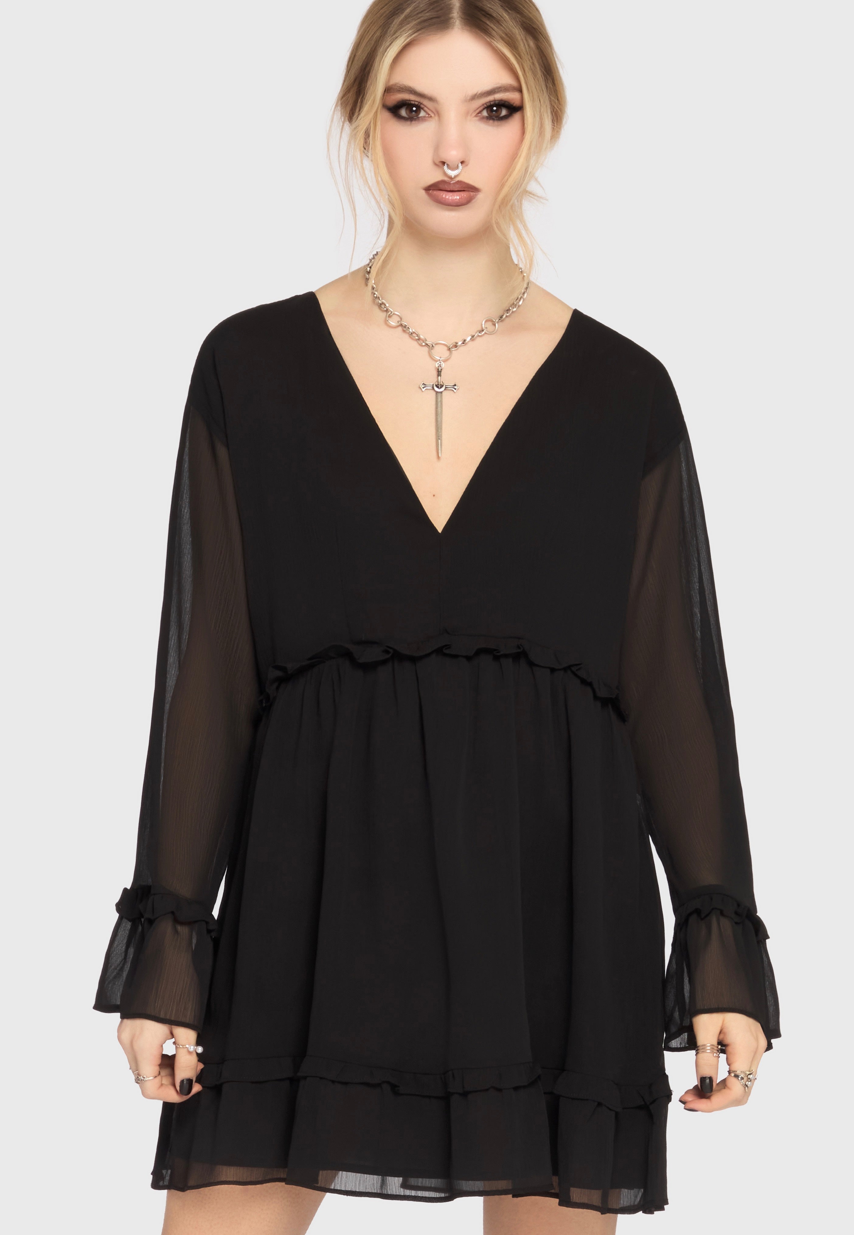 killstar mini dress Seraph In Ash Mini Dress [BLACK]
