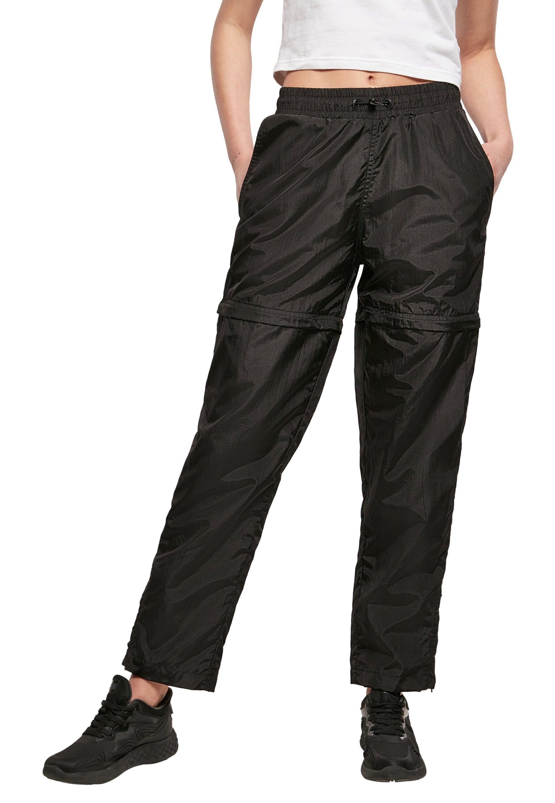 【新品】SALVAGEPUBLIC Pepa Nylon Pants Urban Classics - Ladies Shiny Crinkle Nylon Zip Black - Pants
