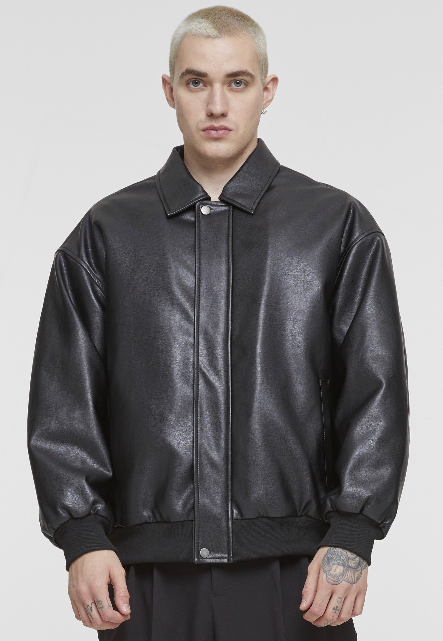 Urban Classics Synthetic Leather Black Leather Jacket Impericon