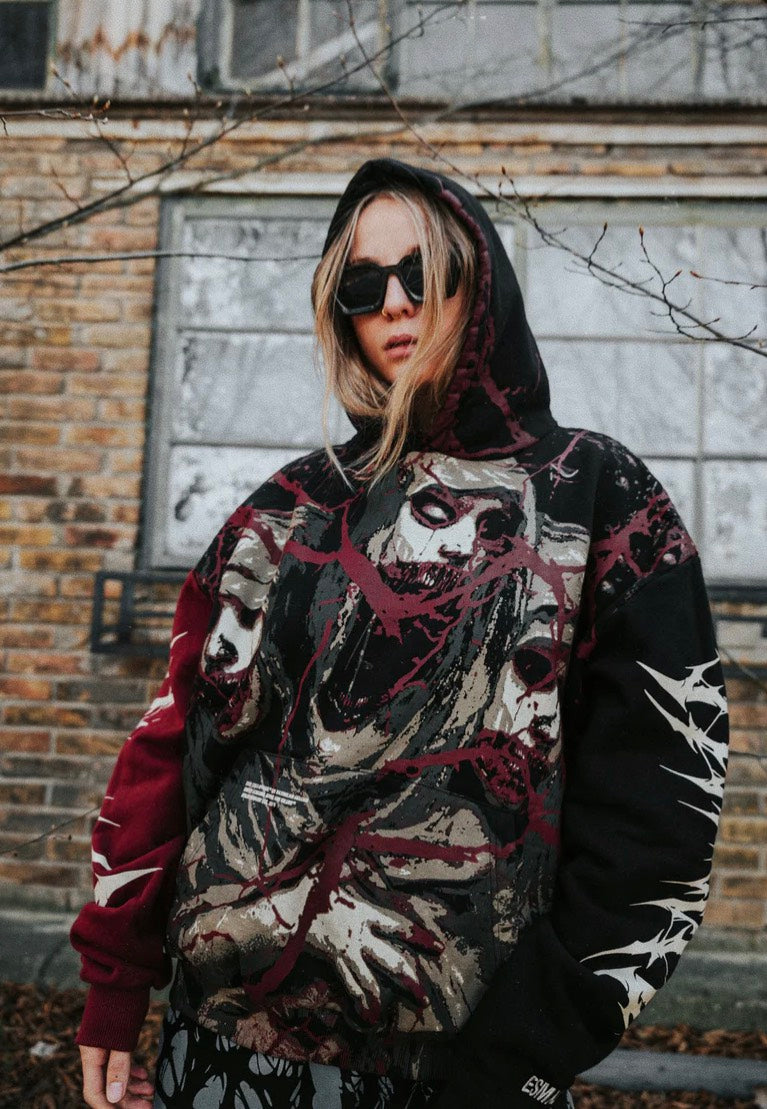 Stay Cold Apparel Tears Of God Heavy Oversized Black/Red - Hoodie