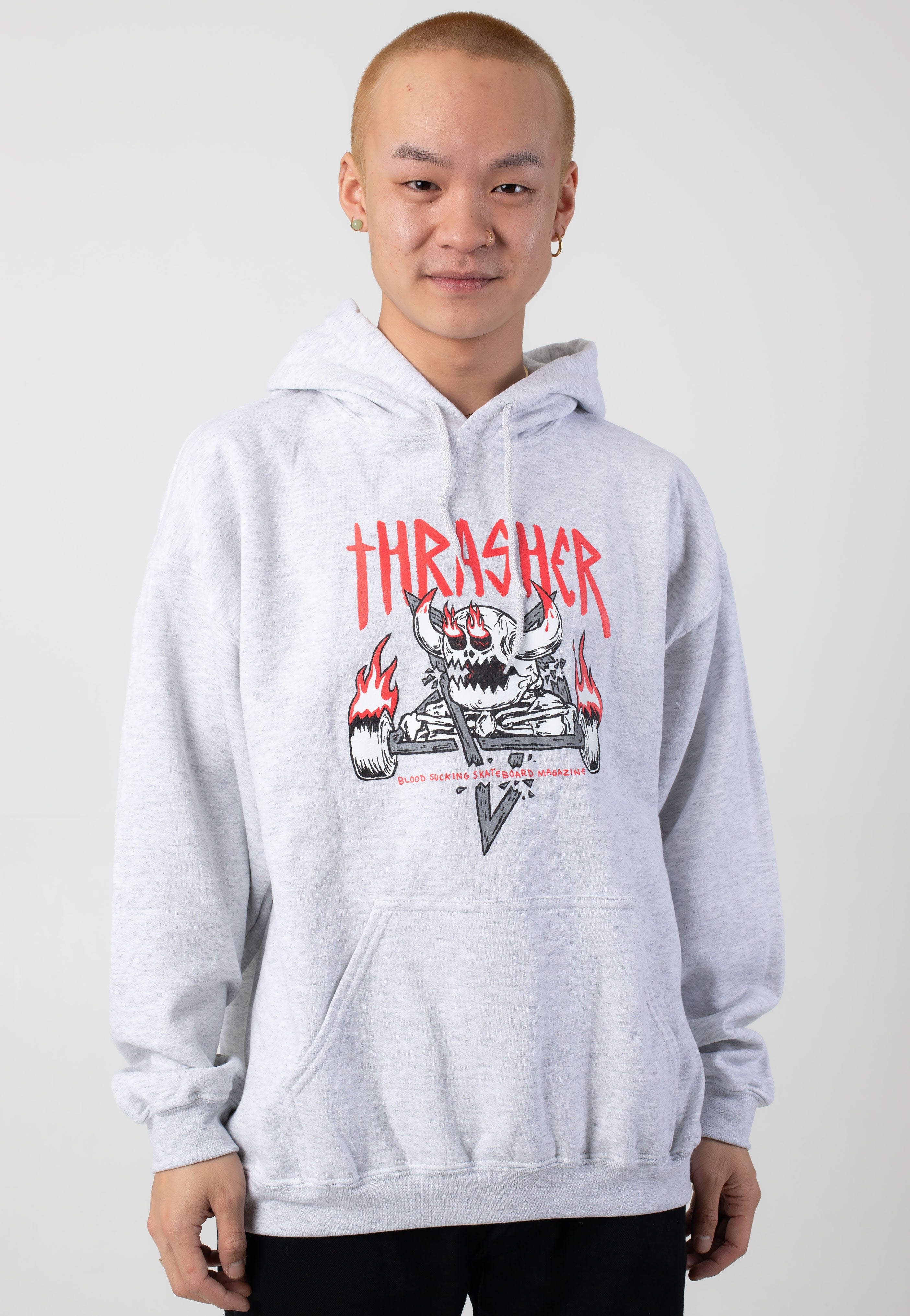 Thrasher Thrasher x Toy Machine - Monster Gram Ash Grey - Hoodie