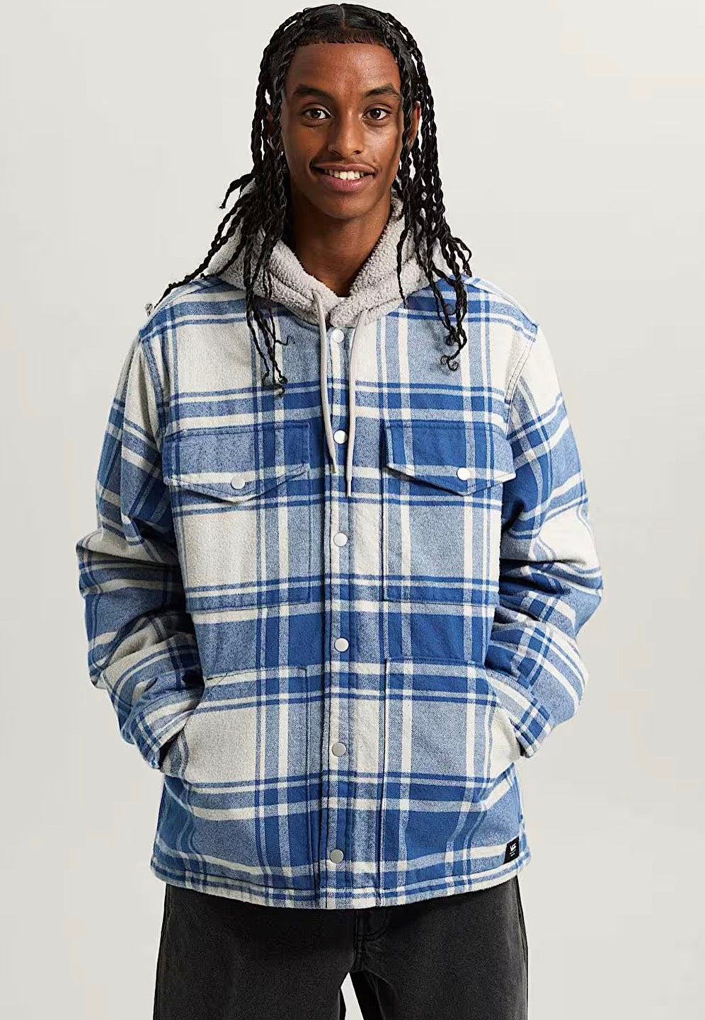 Vans - Piedmont Hooded Plaid Oatmeal Heather/True Navy - Jacket | Men-Image
