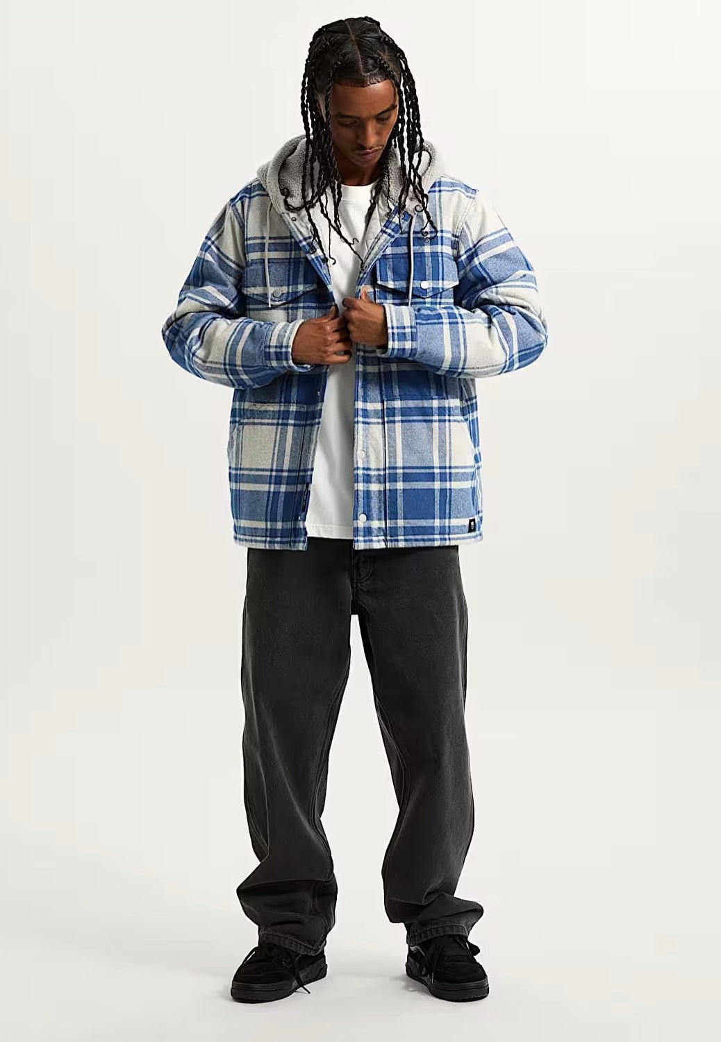 Vans - Piedmont Hooded Plaid Oatmeal Heather/True Navy - Jacket | Men-Image