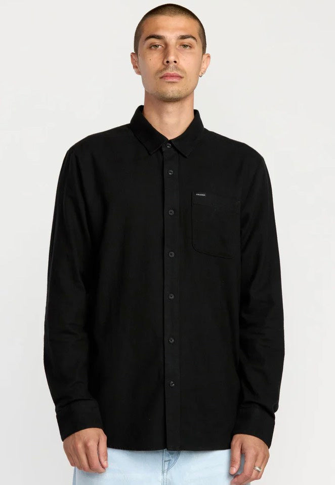 volcom dress shirt Volcom Caden Solid Long Sleeve Shirt Black L Men