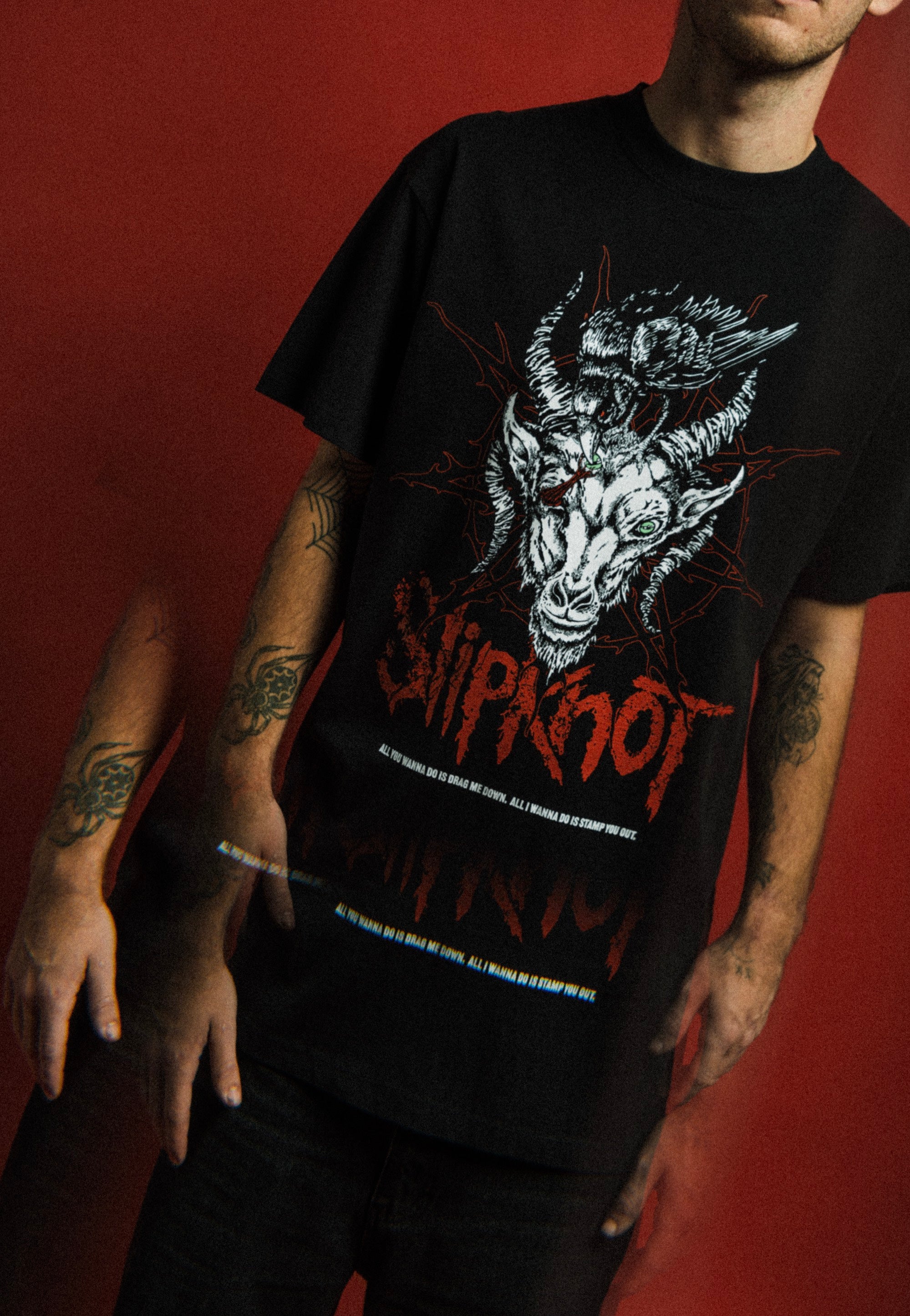 Welcome x Slipknot Spit It Out Boxy Garment-Dyed Black - T-Shirt