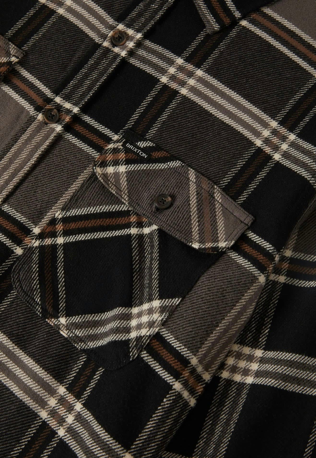 Brixton - Bowery Flannel Black/Charcoal/Pinecone - Shirt | Men-Image