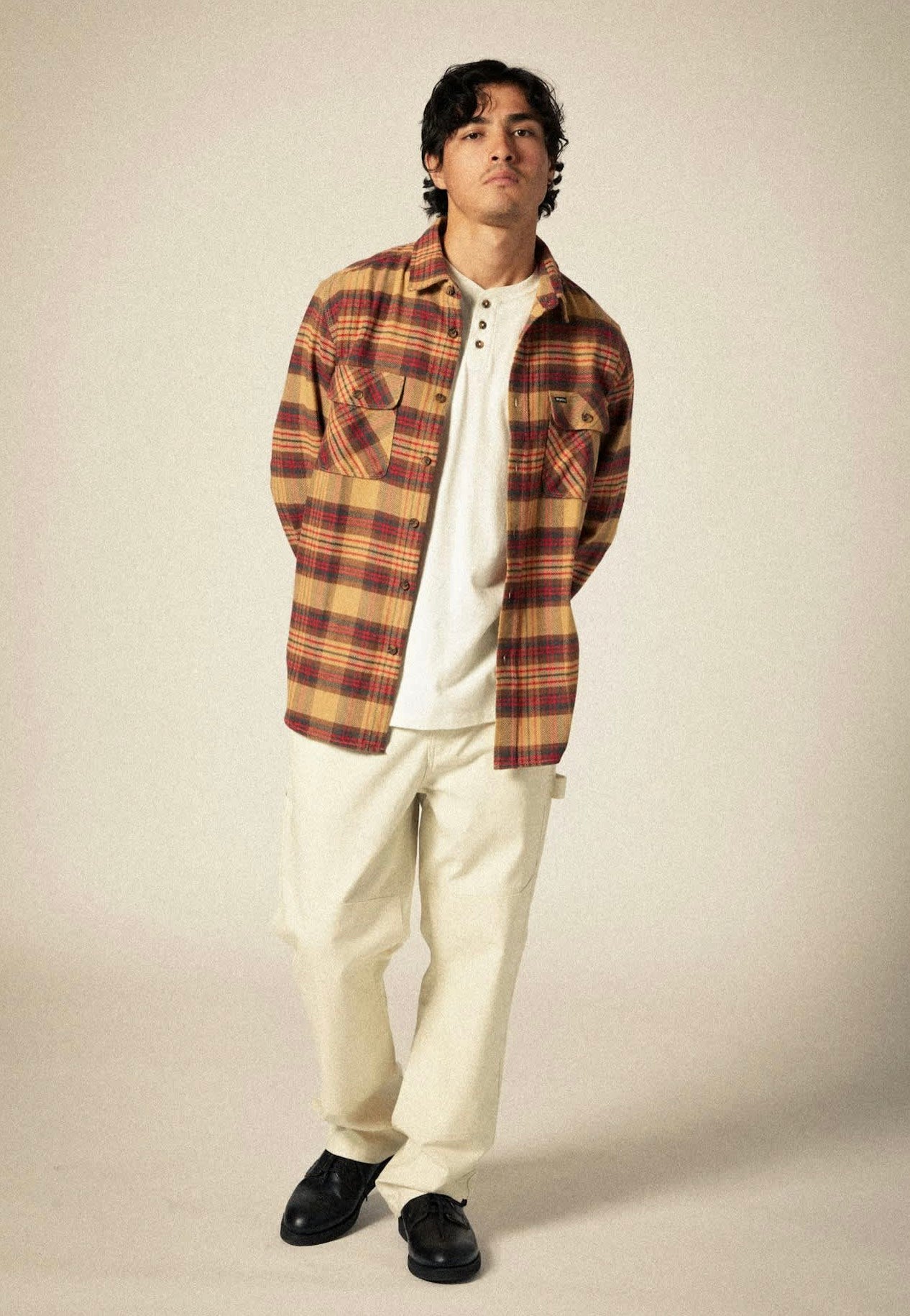 Brixton - Bowery Flannel Curry/Washed Black/Crimson - Shirt | Men-Image