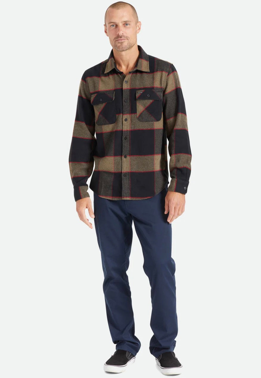 Brixton - Bowery Flannel Heather Grey/Charcoal - Shirt | Men-Image