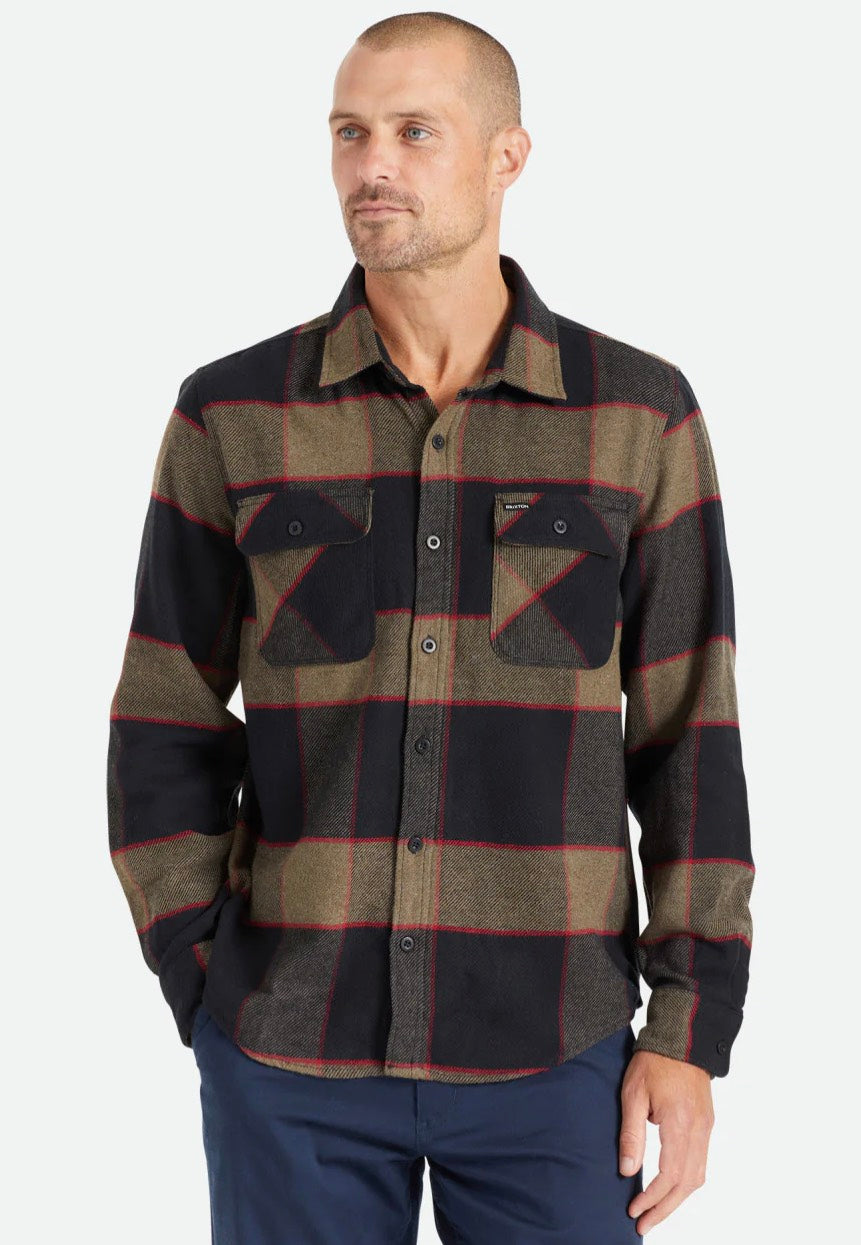 Brixton - Bowery Flannel Heather Grey/Charcoal - Shirt | Men-Image
