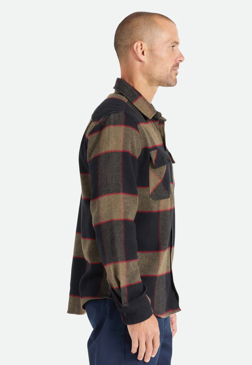 Brixton - Bowery Flannel Heather Grey/Charcoal - Shirt | Men-Image