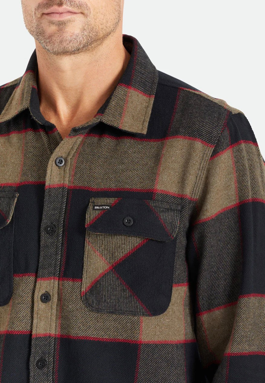 Brixton - Bowery Flannel Heather Grey/Charcoal - Shirt | Men-Image