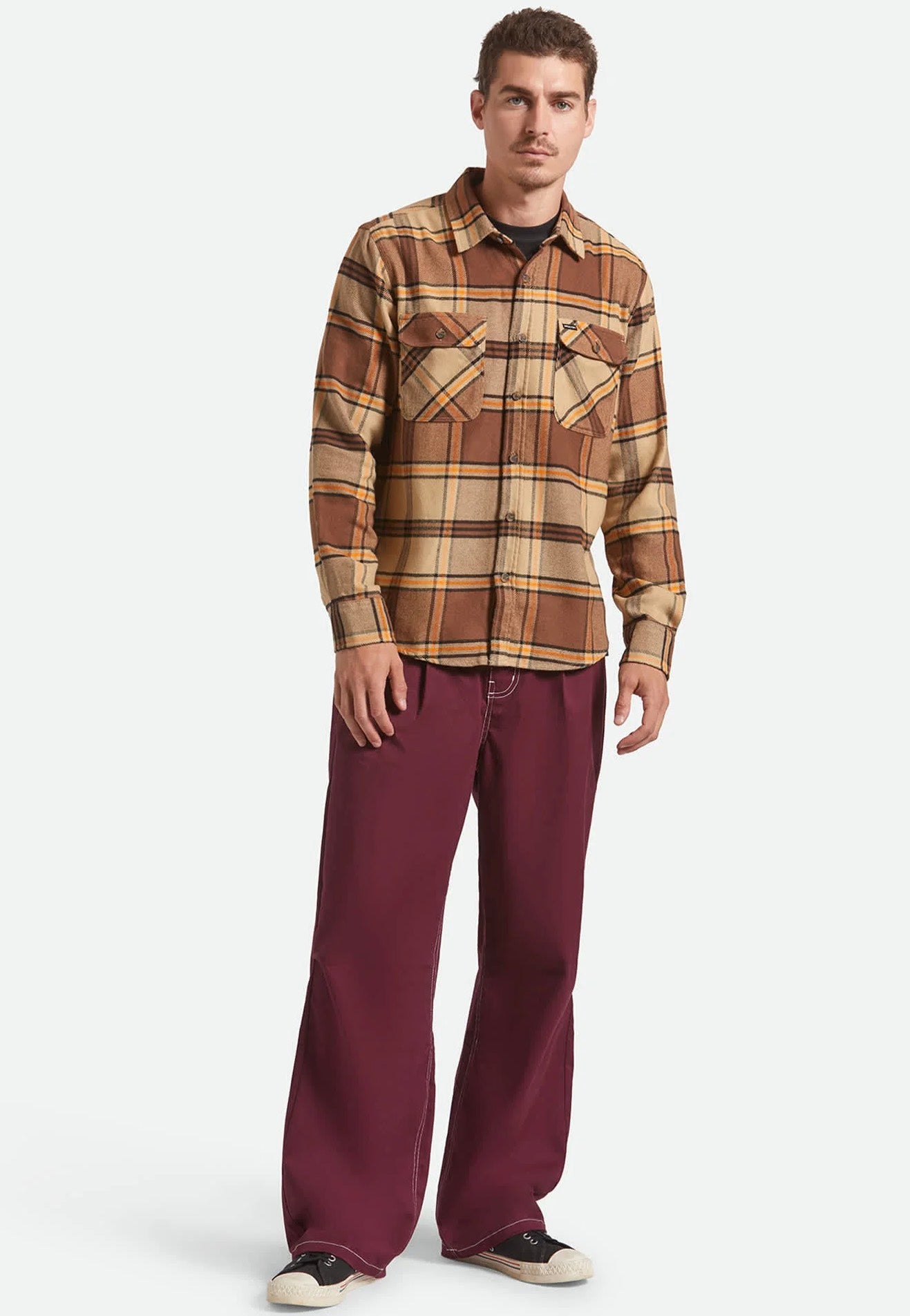 Brixton - Bowery Flannel Sand/Pinecone/Solar Orange - Shirt | Men-Image