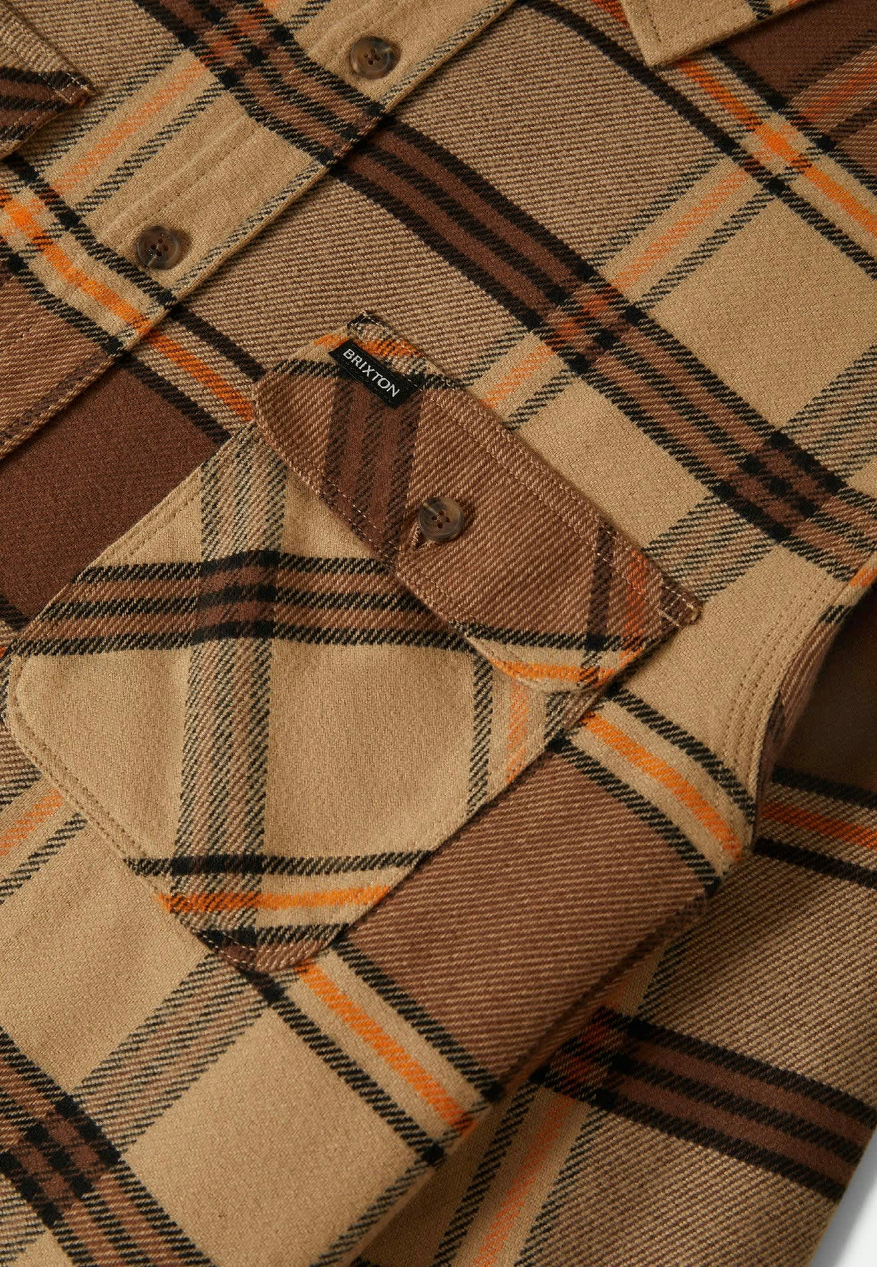 Brixton - Bowery Flannel Sand/Pinecone/Solar Orange - Shirt | Men-Image