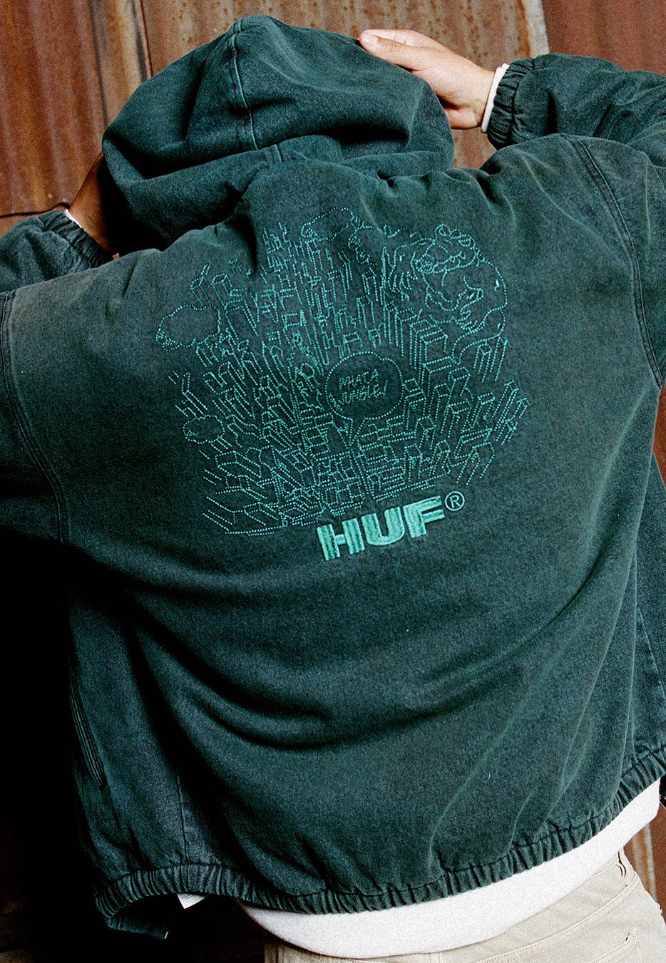 HUF - What A Jungle Denim Work Evergreen - Jacket | Men-Image